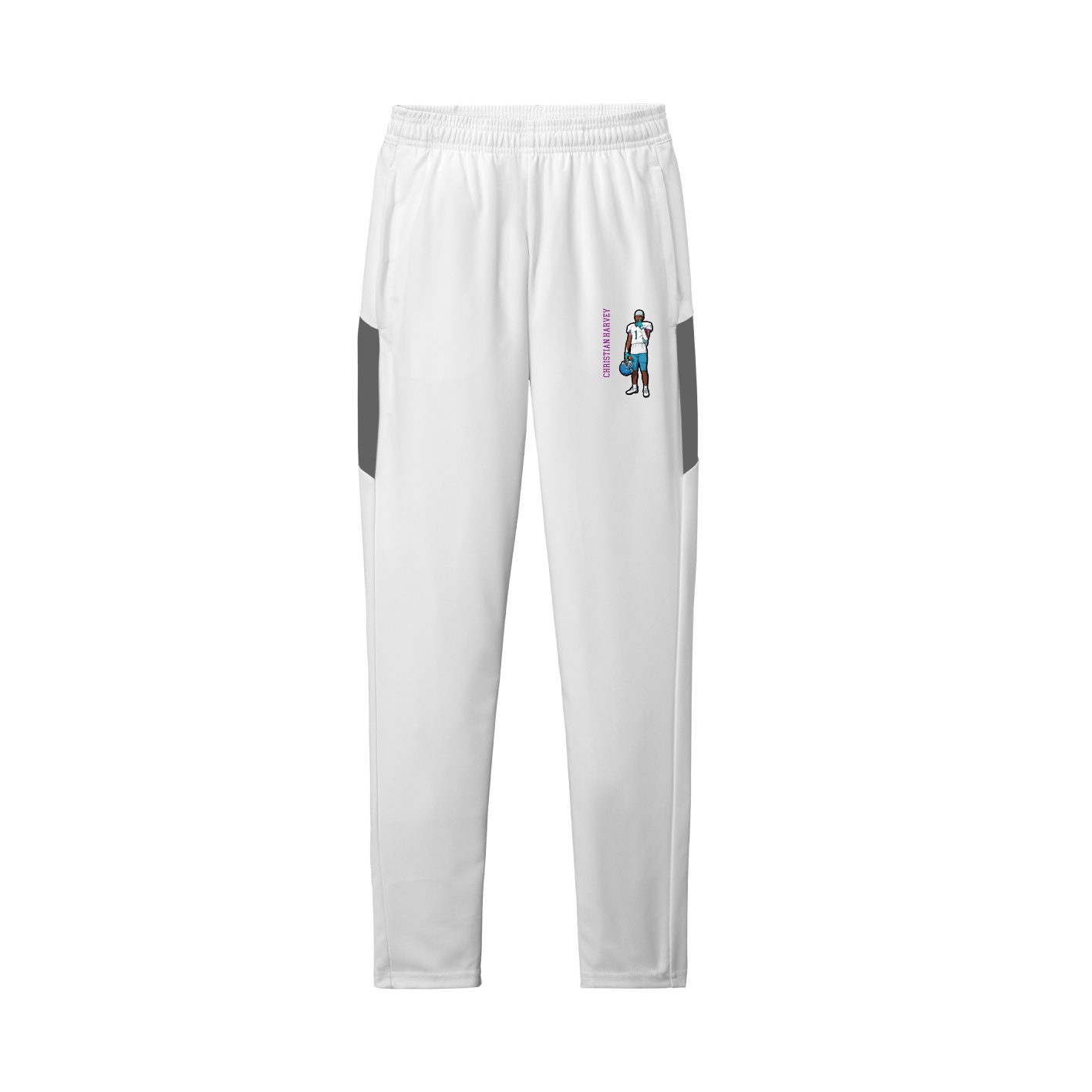 Team Travel Pant — Name Vertical in White/Grey