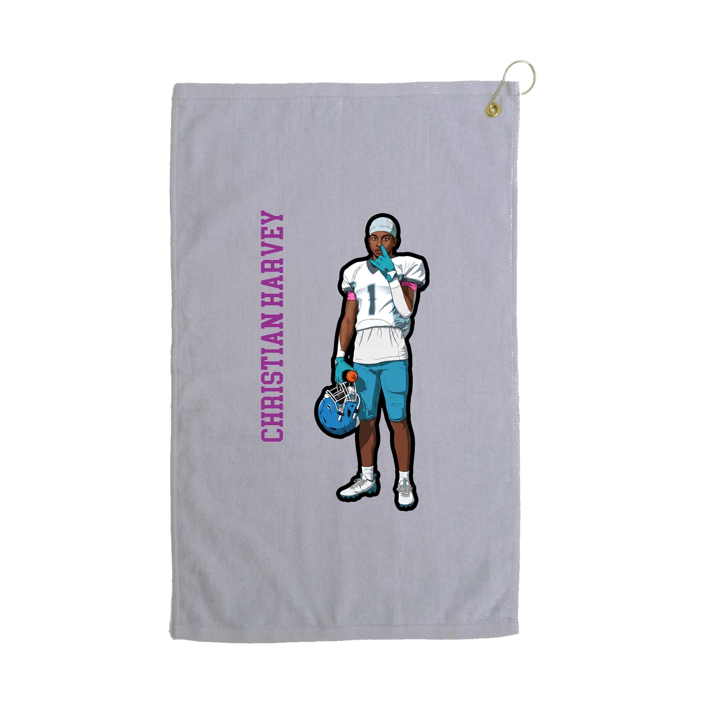 Golf Towel — Name Vertical in Grey