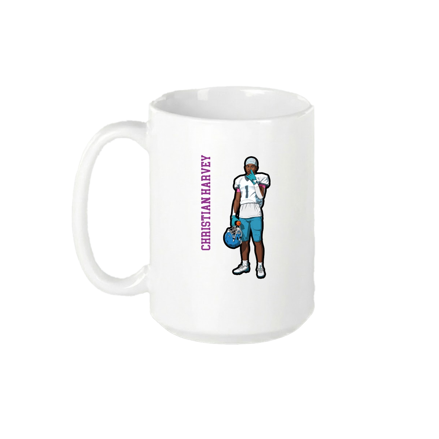 15oz Coffee Mug — Name Vertical in White