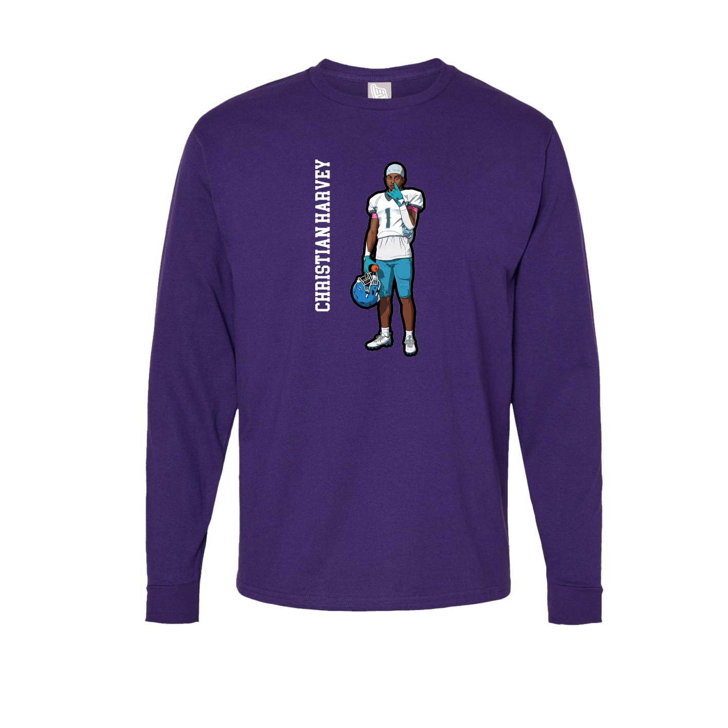 Long Sleeve Tee — Name Vertical in Purple