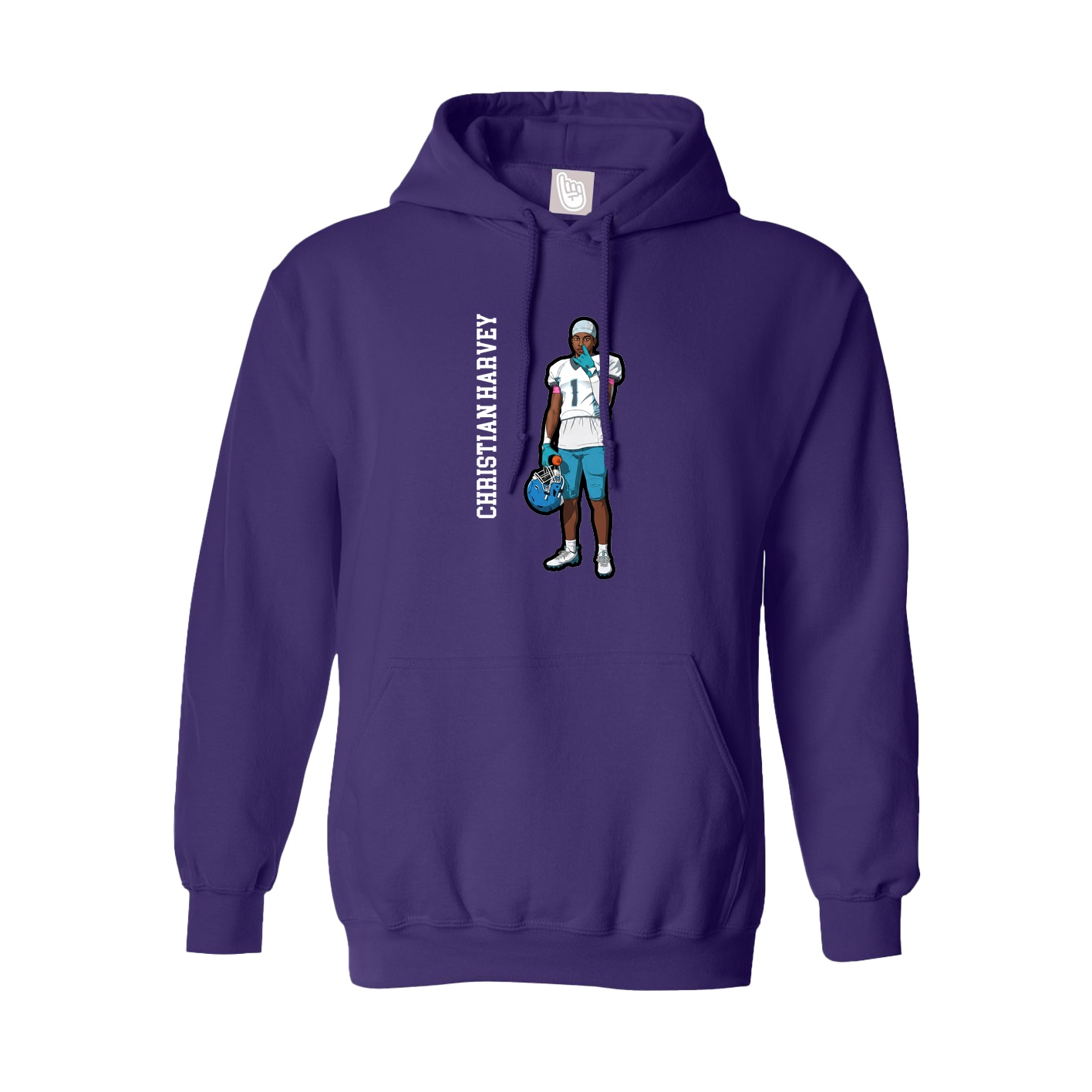 Youth Hoodie — Name Vertical in Purple