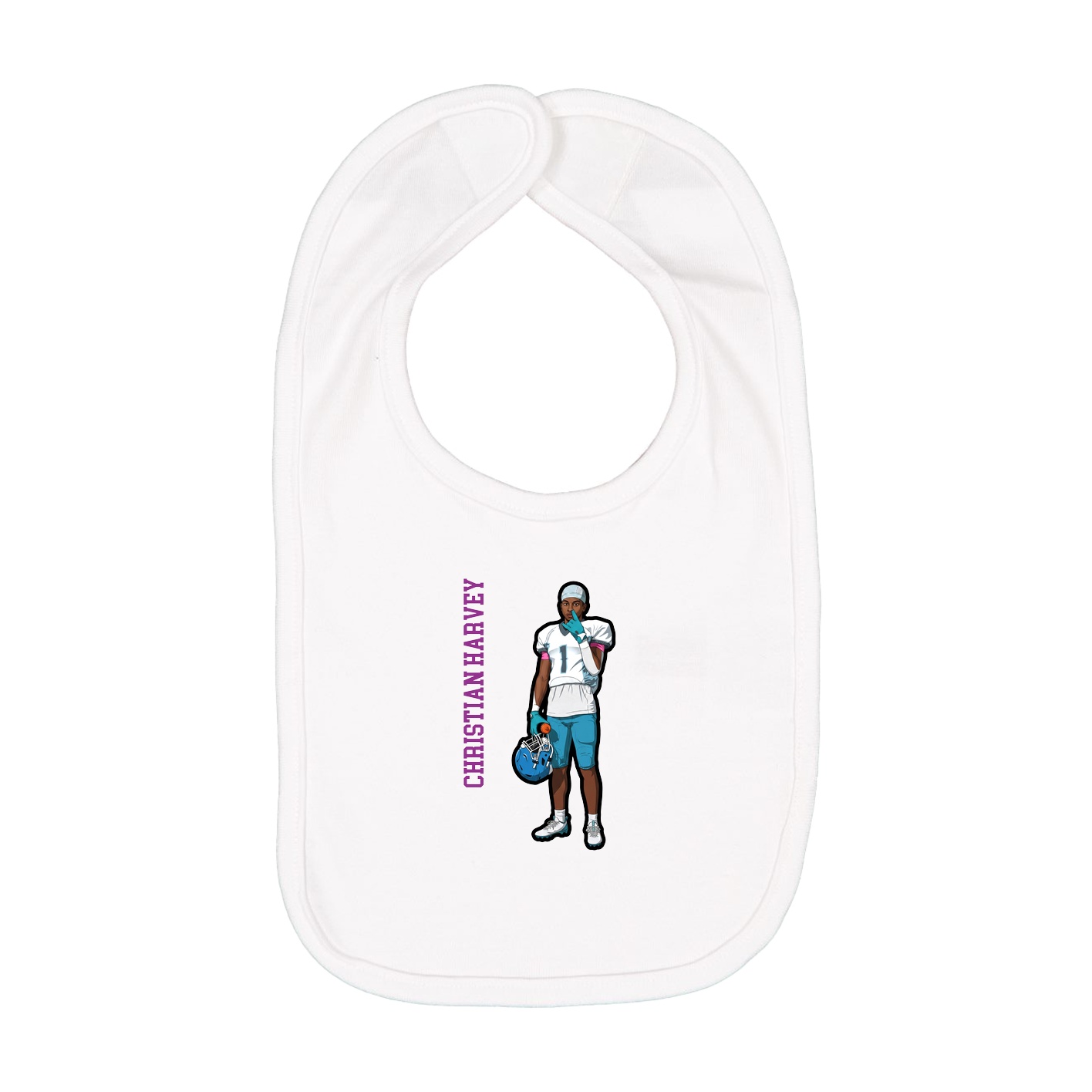 Infant Bib — Name Vertical in White