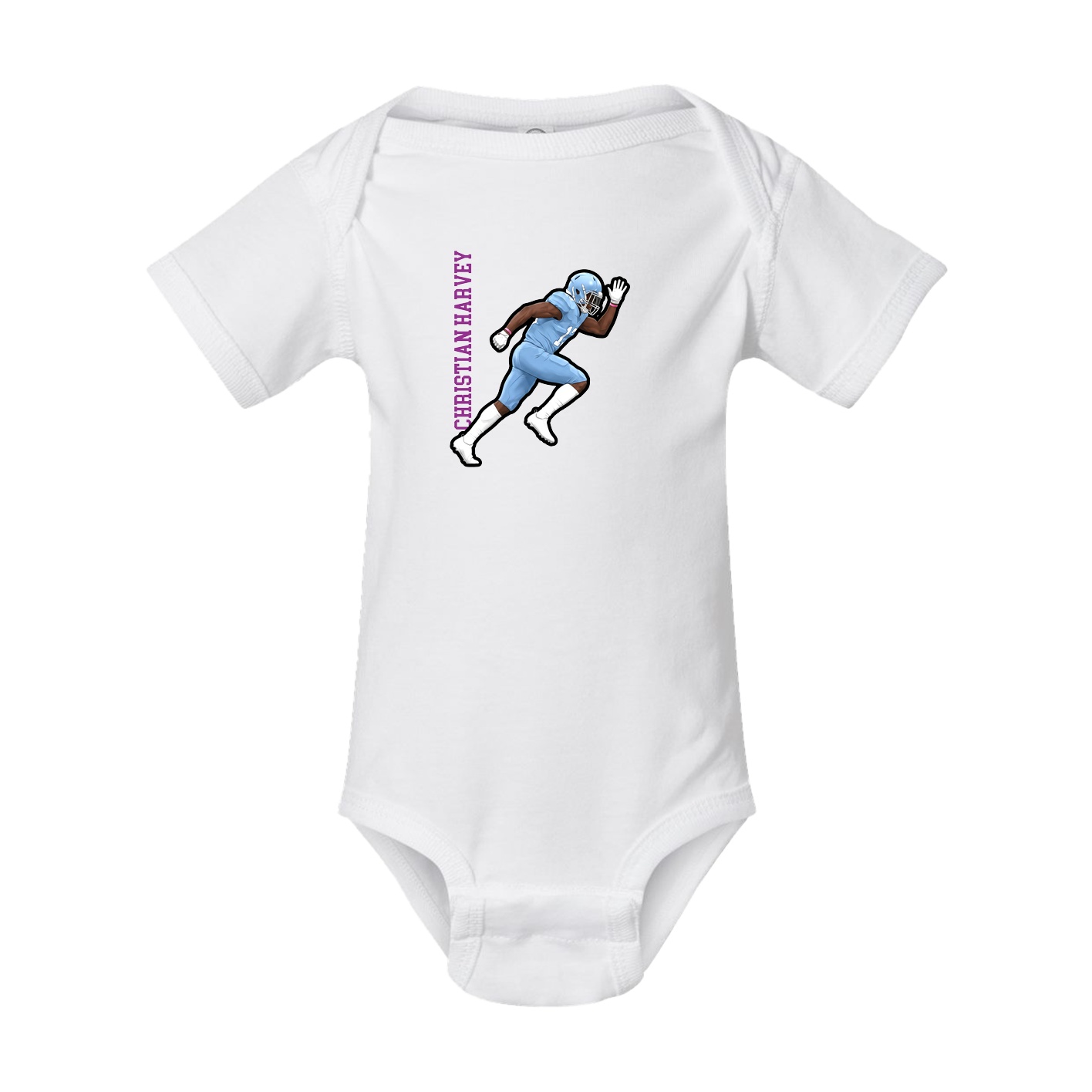 Baby Onesie — Name Vertical in White