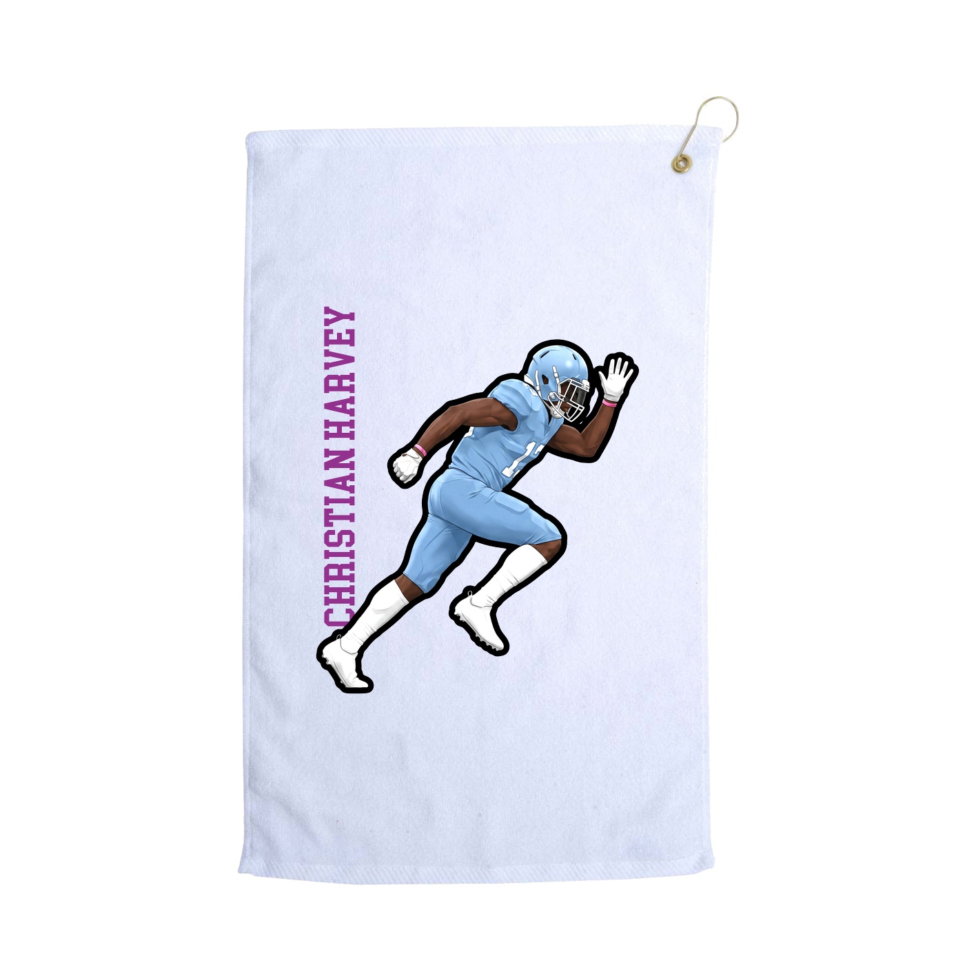 Golf Towel — Name Vertical in White
