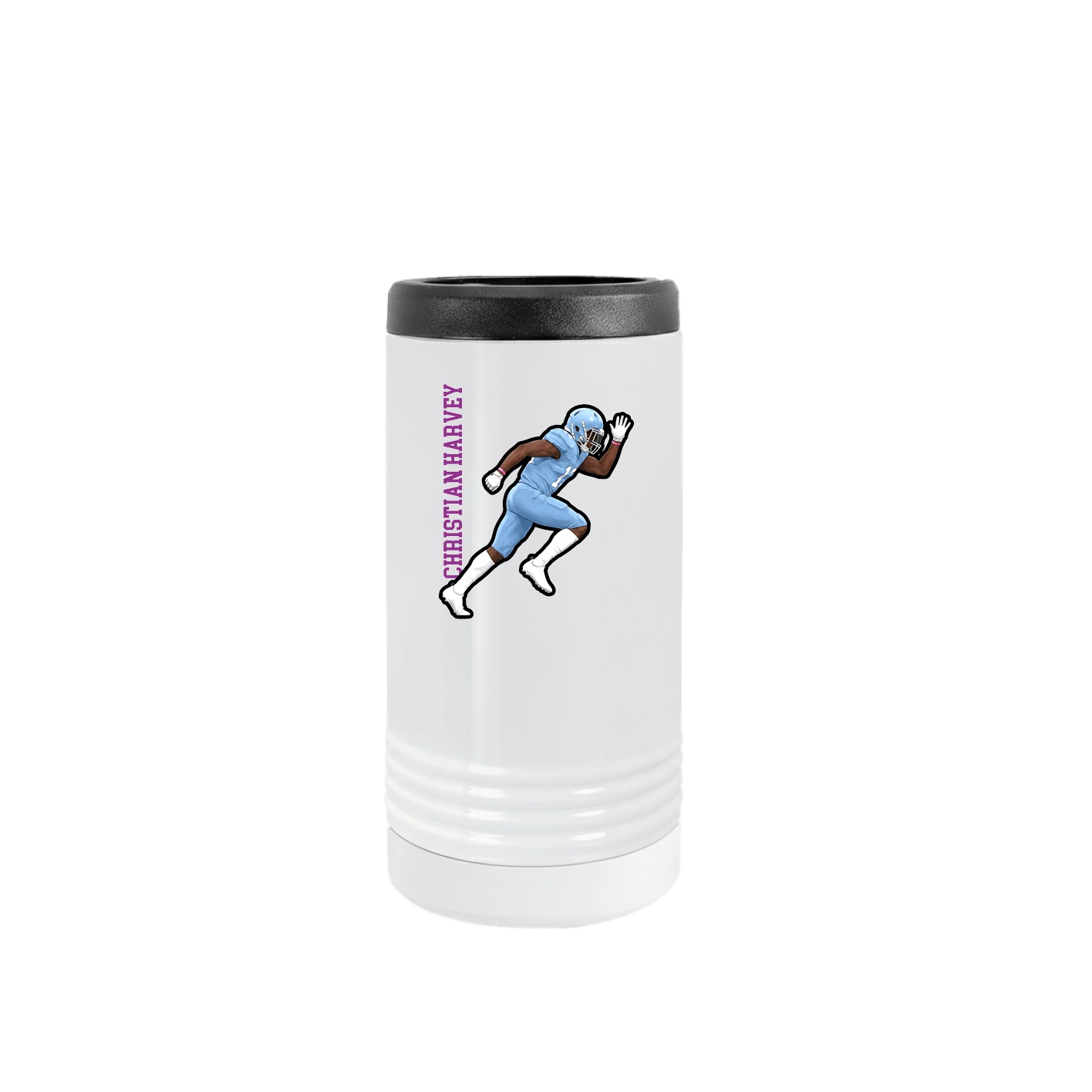 Slim Beverage Holder — Name Vertical in White