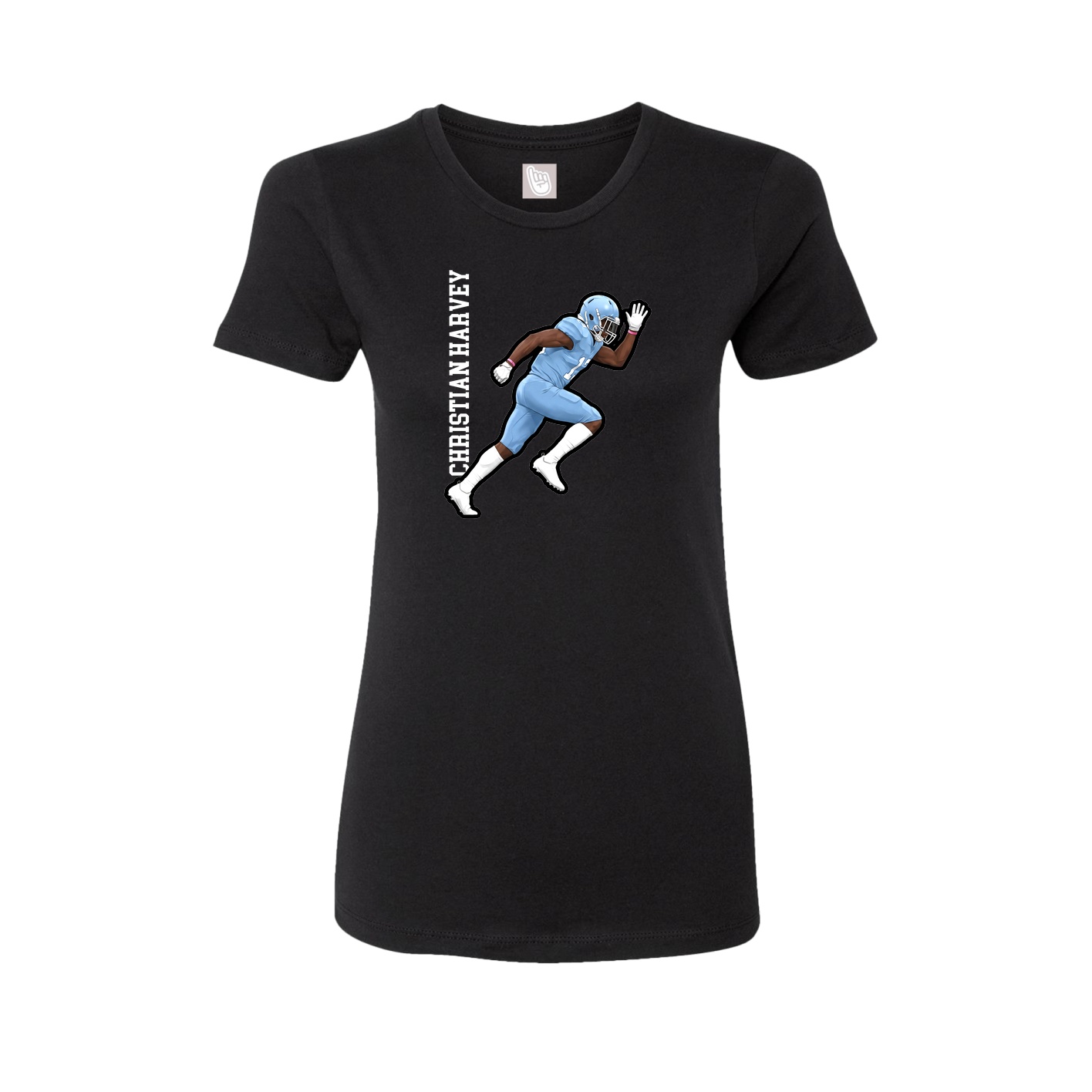 Fitted Women's Tee — Name Vertical in Black