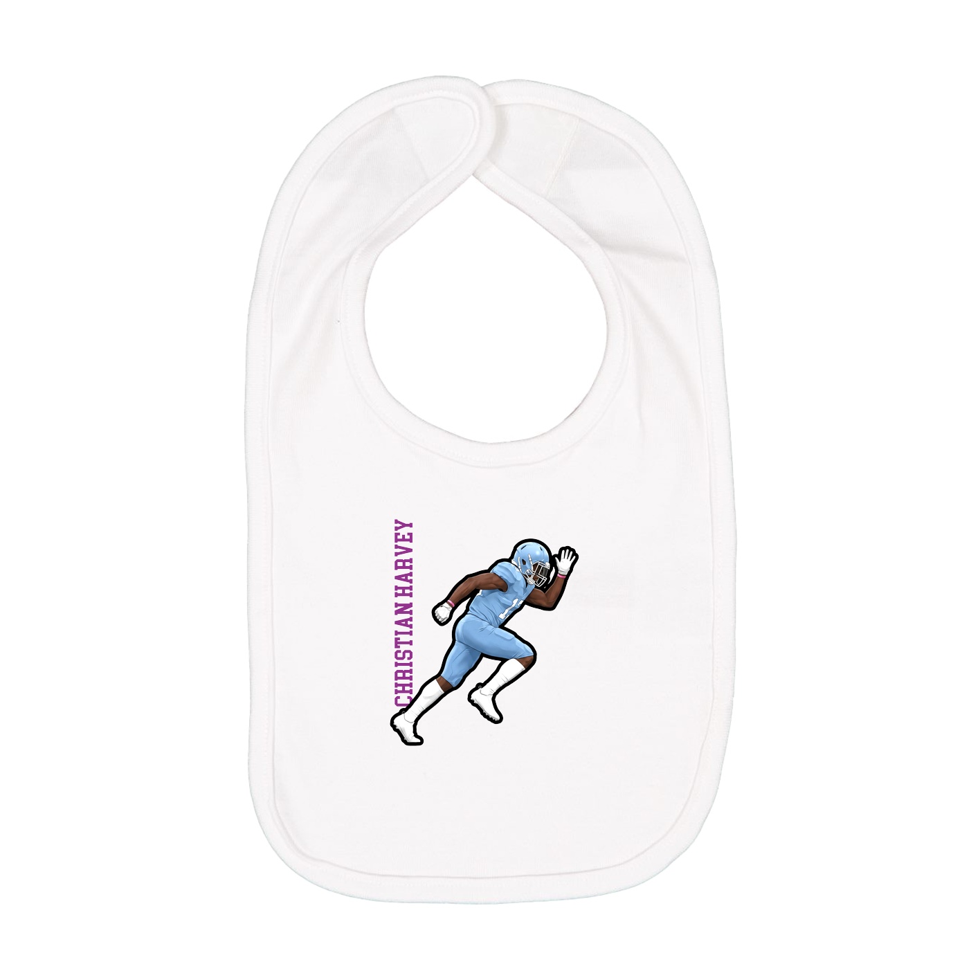 Infant Bib — Name Vertical in White