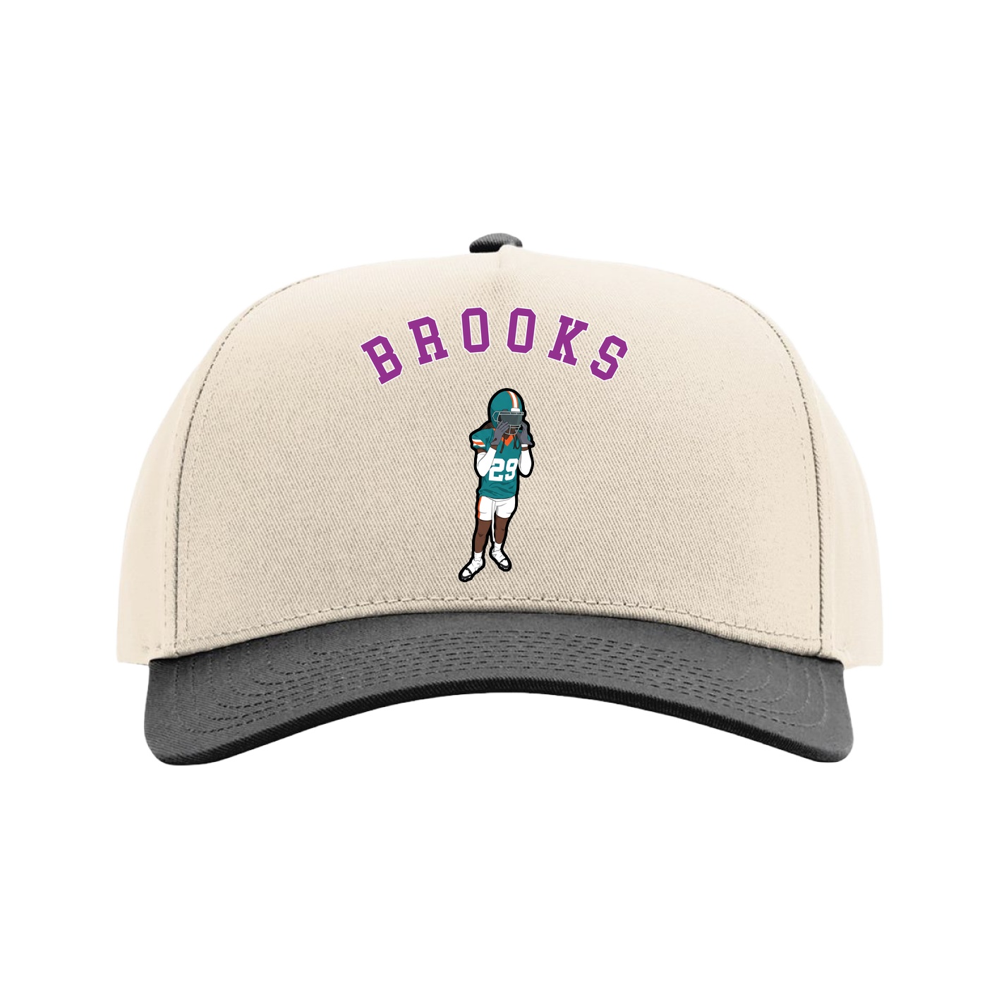 Full Fabric Five-Panel Champ Cap — Shirsey Arch in Cream/Black