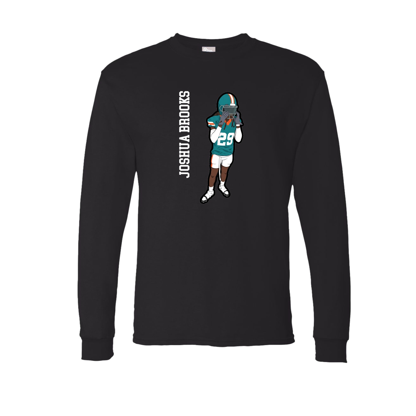 Long Sleeve Tee — Name Vertical in Black