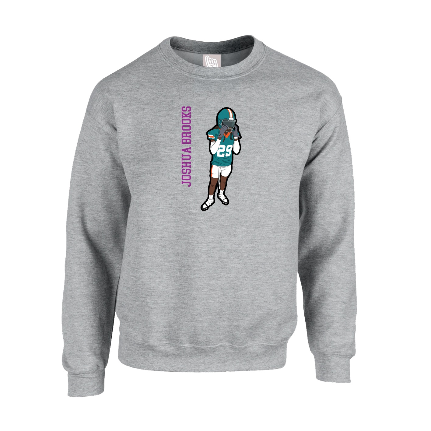 Fleece Crew — Name Vertical in Grey