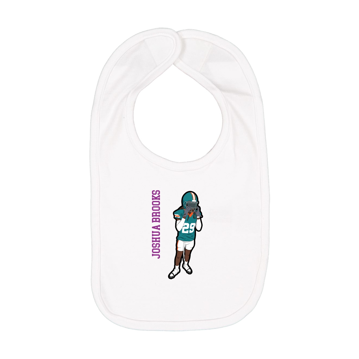 Infant Bib — Name Vertical in White