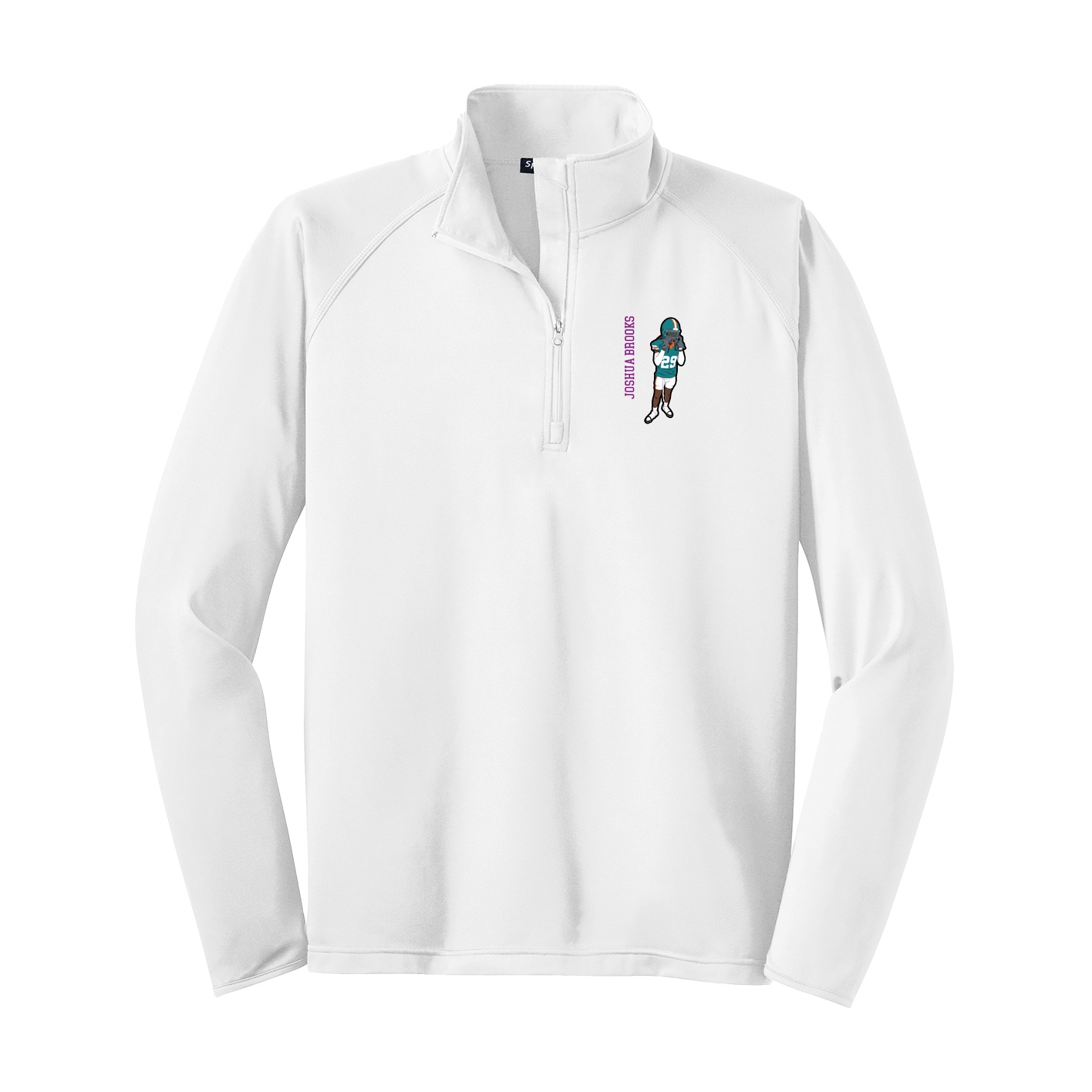 Q-Zip Pullover — Name Vertical in White