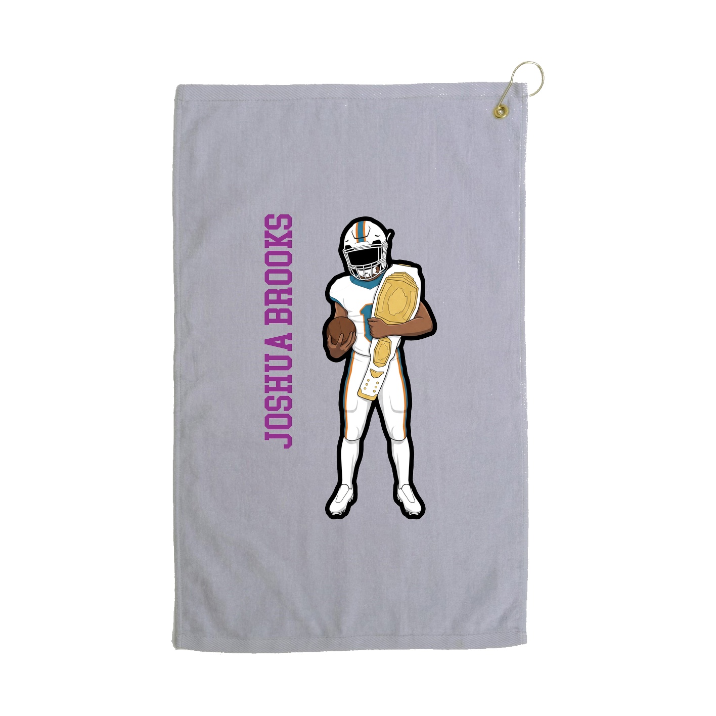 Golf Towel — Name Vertical in Grey