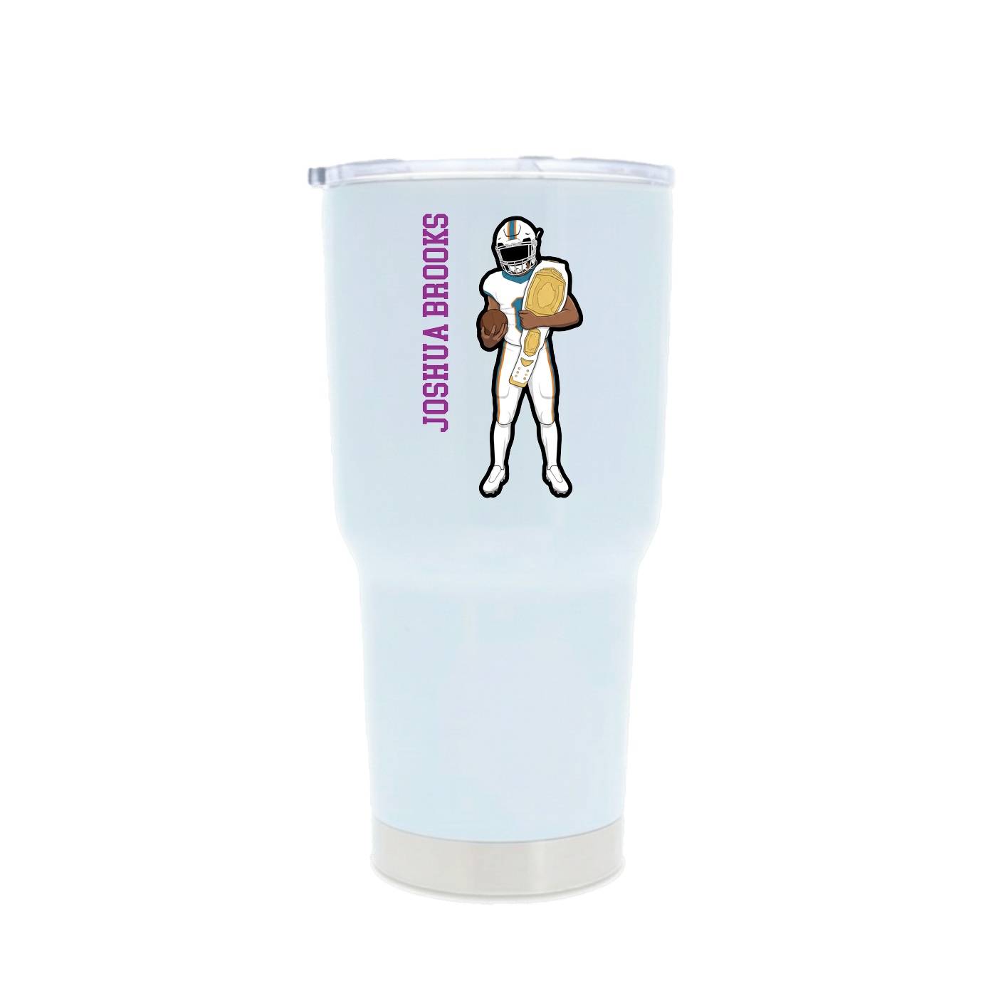 30oz Stainless Steel Tumbler — Name Vertical in White