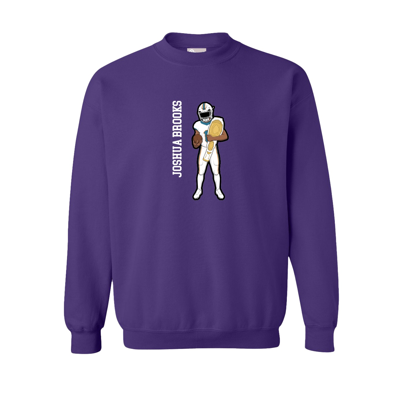 Fleece Crew — Name Vertical in Purple