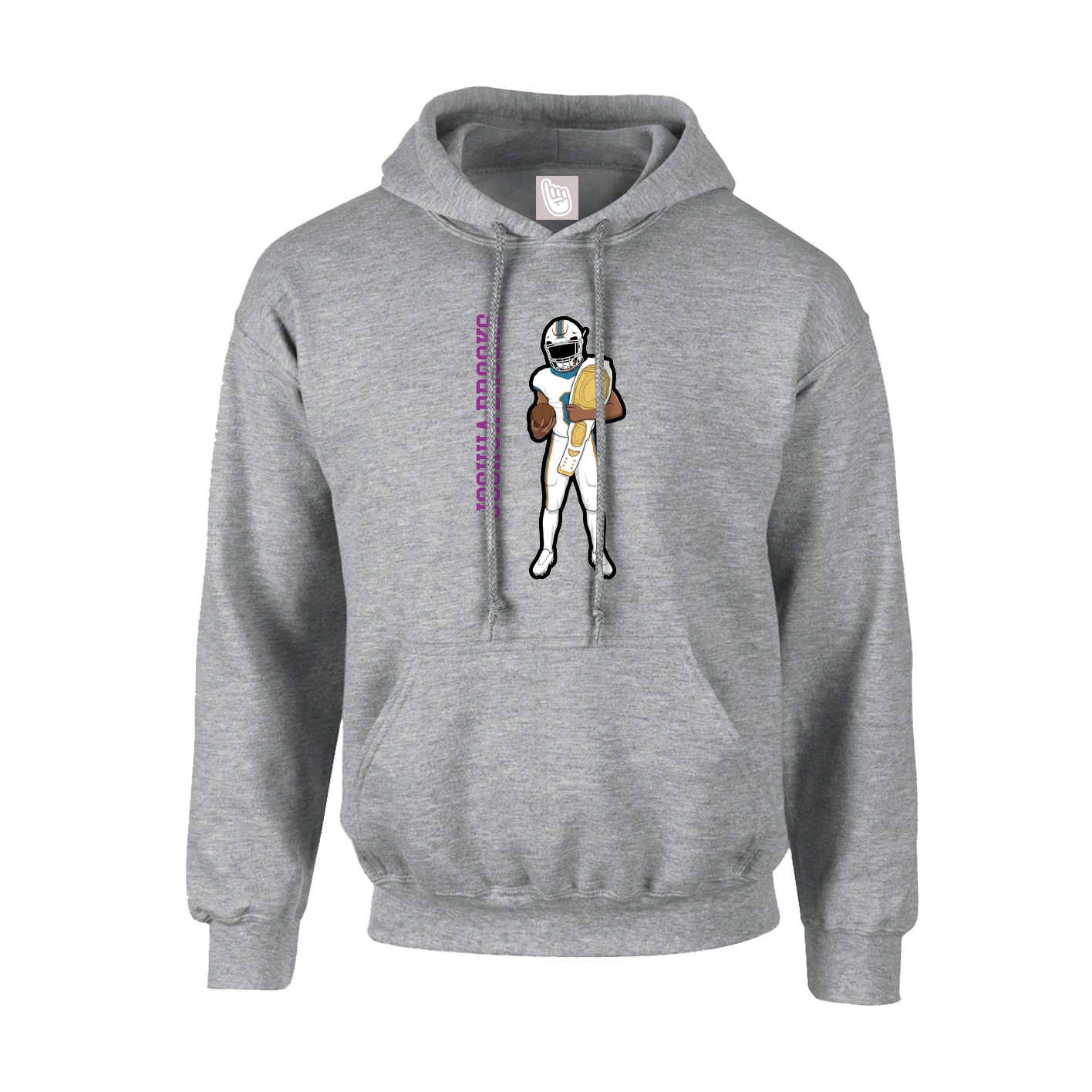 Youth Hoodie — Name Vertical in Grey