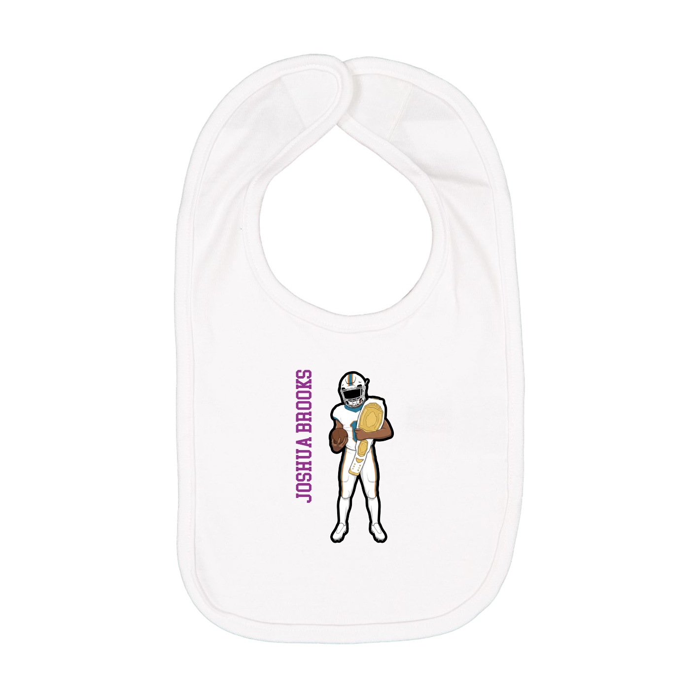 Infant Bib — Name Vertical in White