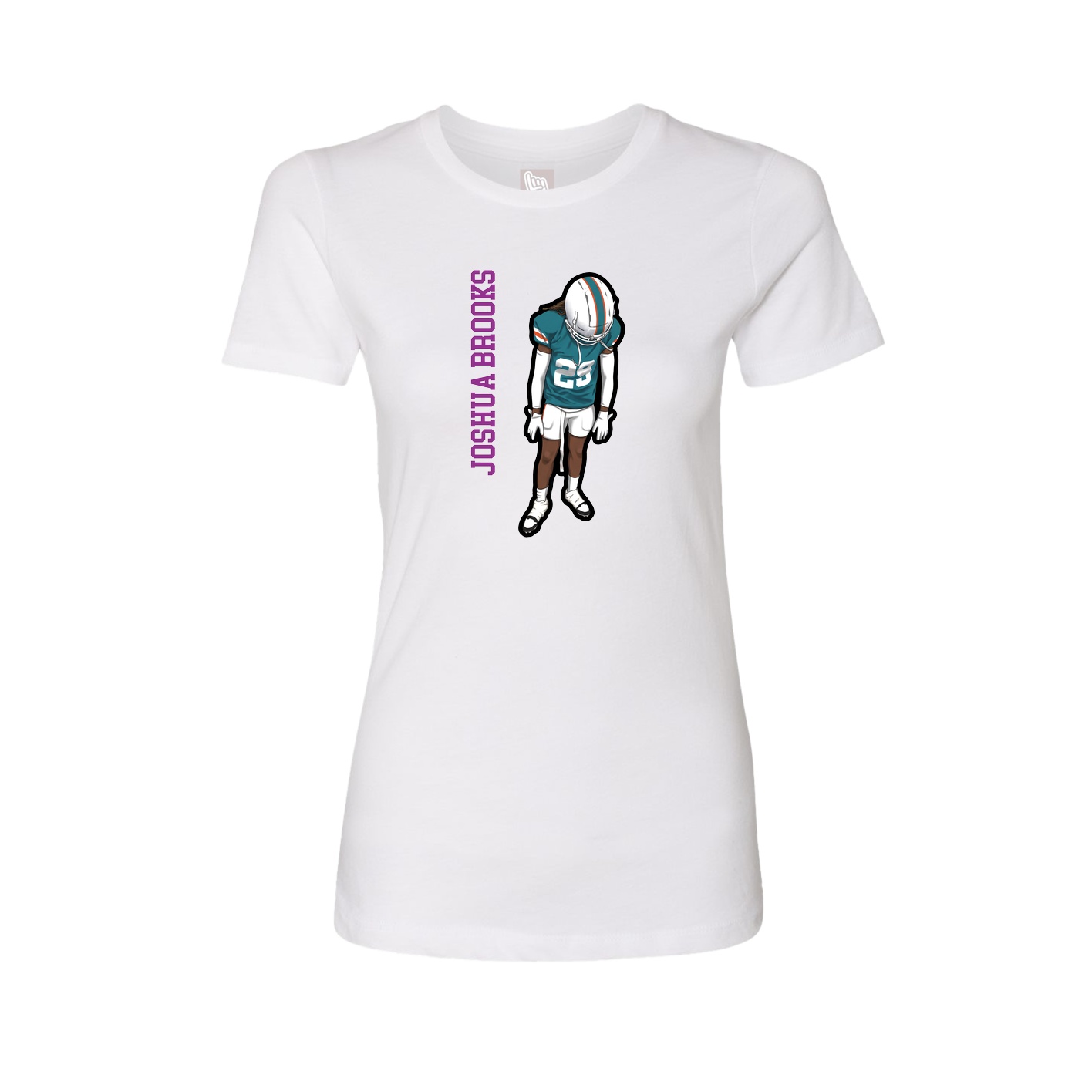 Fitted Women's Tee — Name Vertical in White