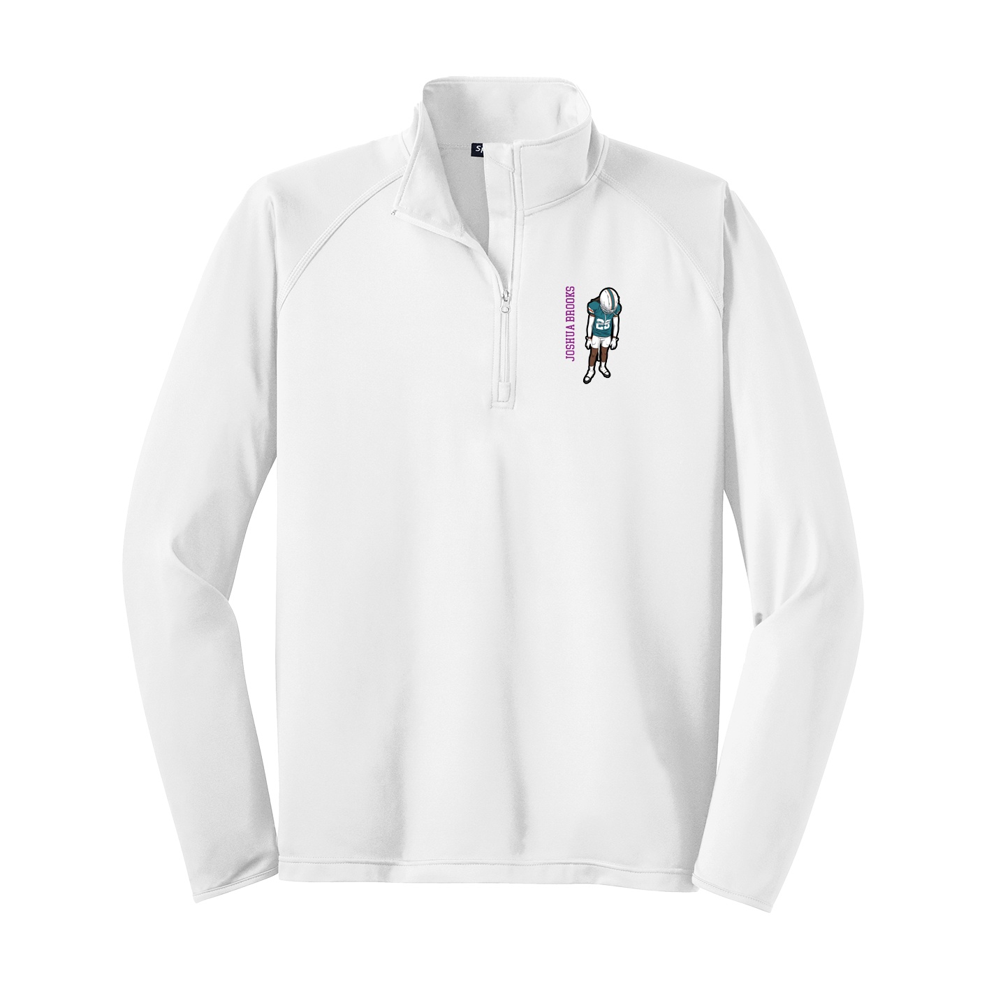 Q-Zip Pullover — Name Vertical in White