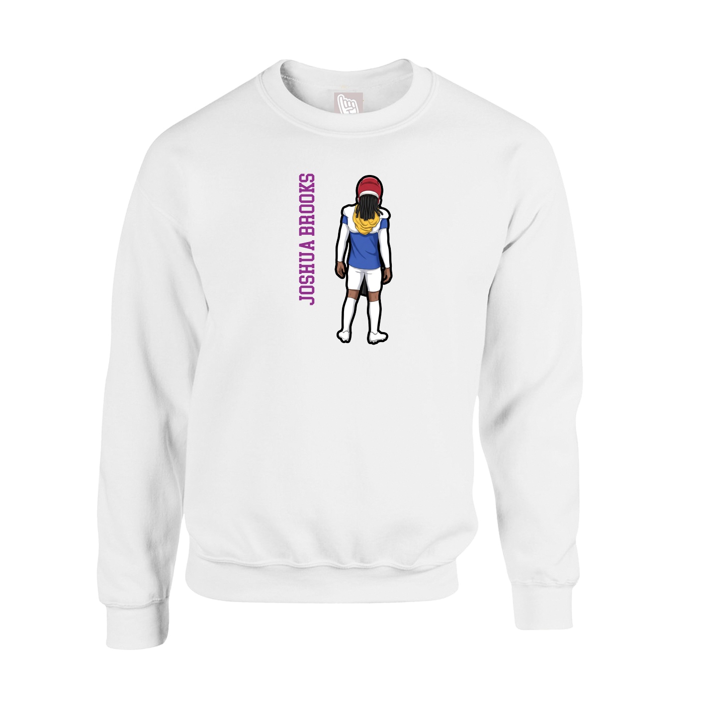 Fleece Crew — Name Vertical in White