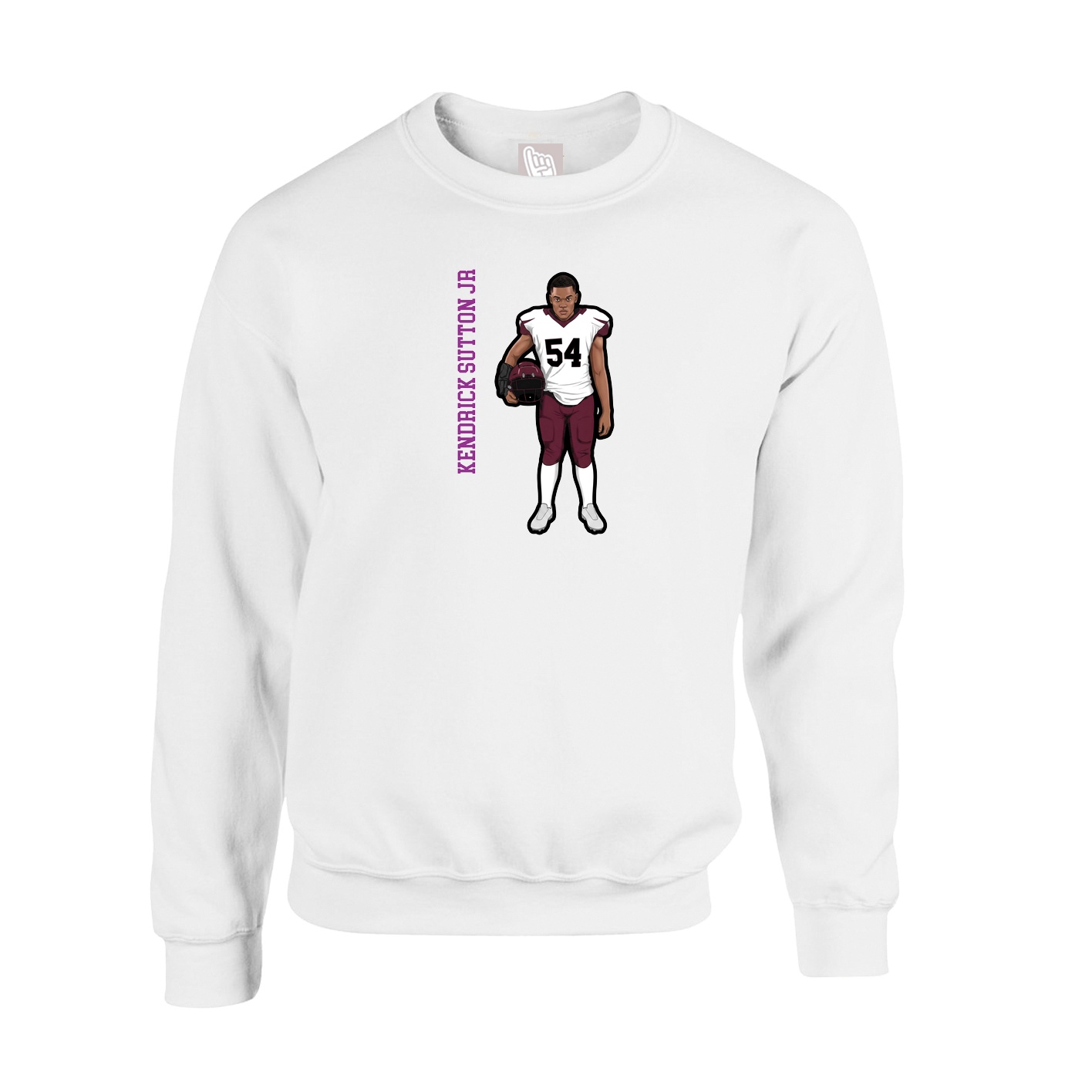 Fleece Crew — Name Vertical in White