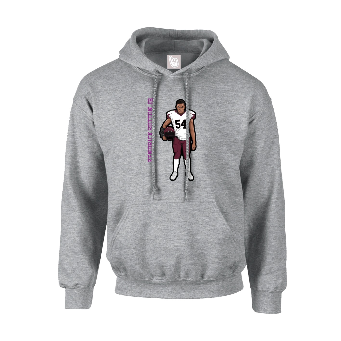 Youth Hoodie — Name Vertical in Grey