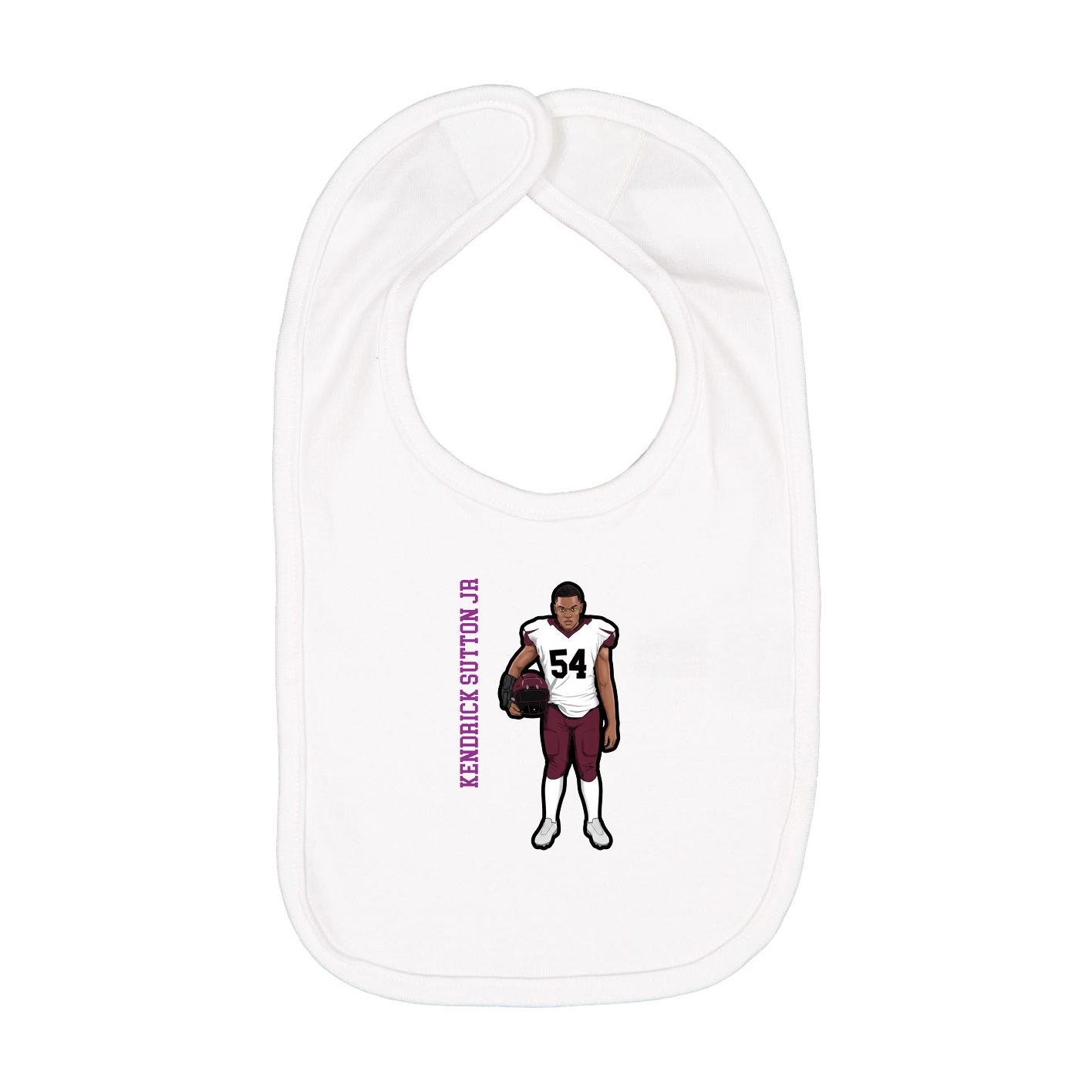 Infant Bib — Name Vertical in White