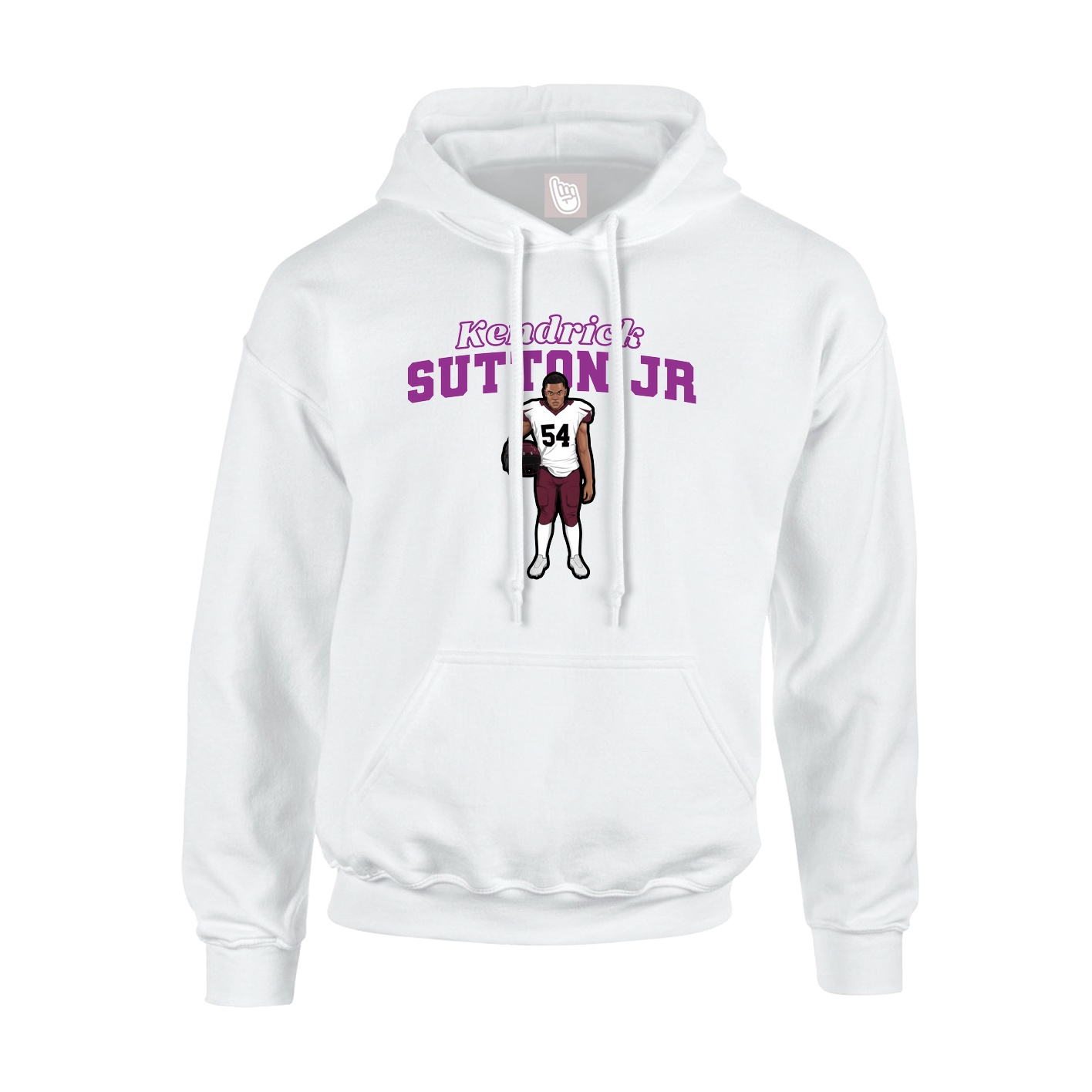 Youth Hoodie — Name Arch in White