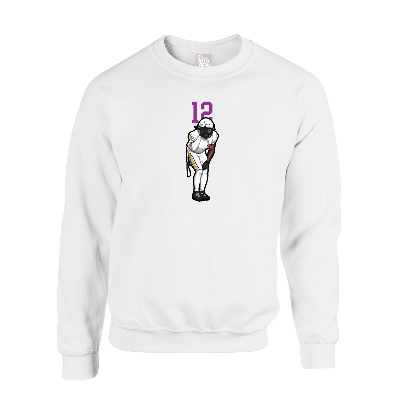 Fleece Crew — Number Top in White