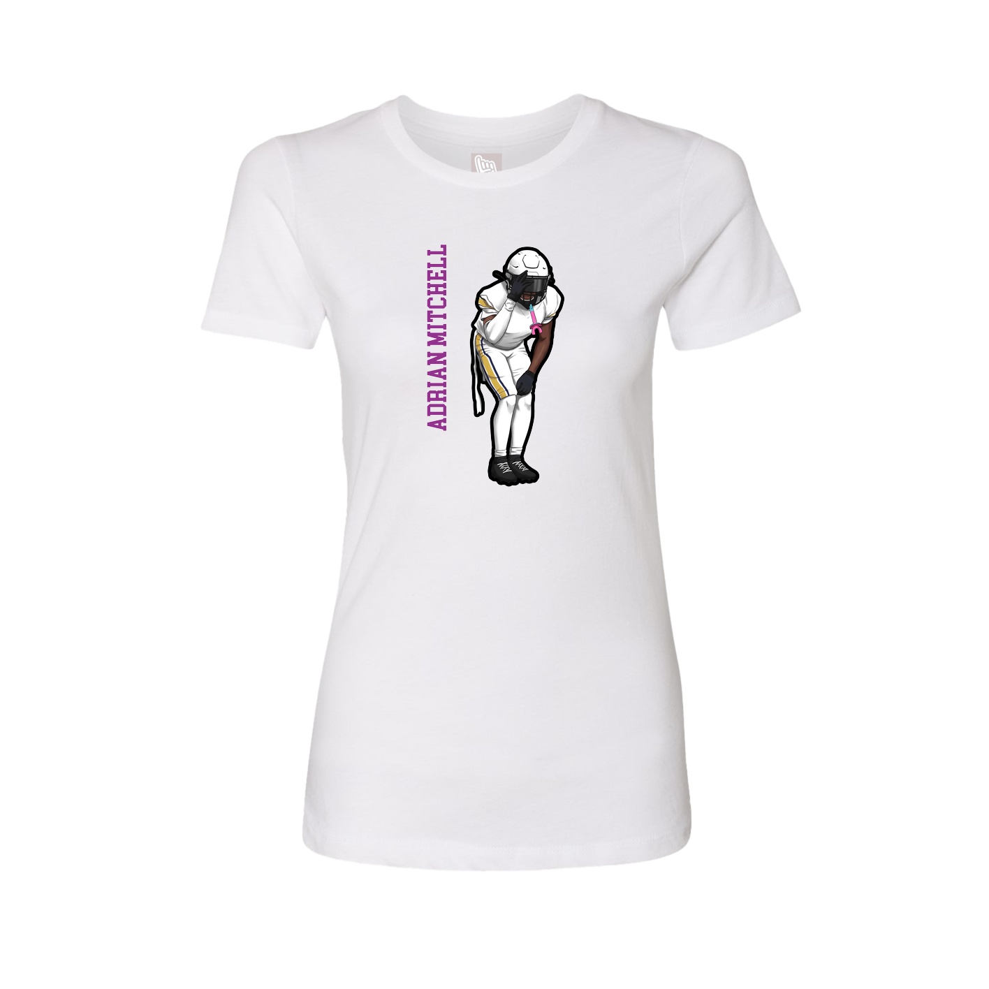 Fitted Women's Tee — Name Vertical in White