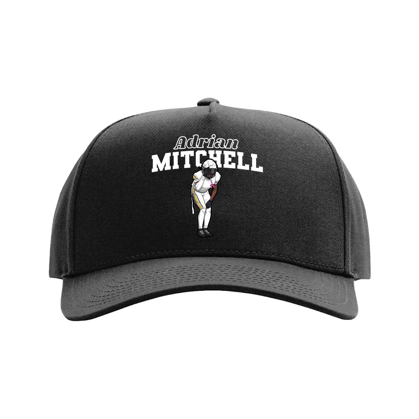 Full Fabric Five-Panel Champ Cap — Name Arch in Black