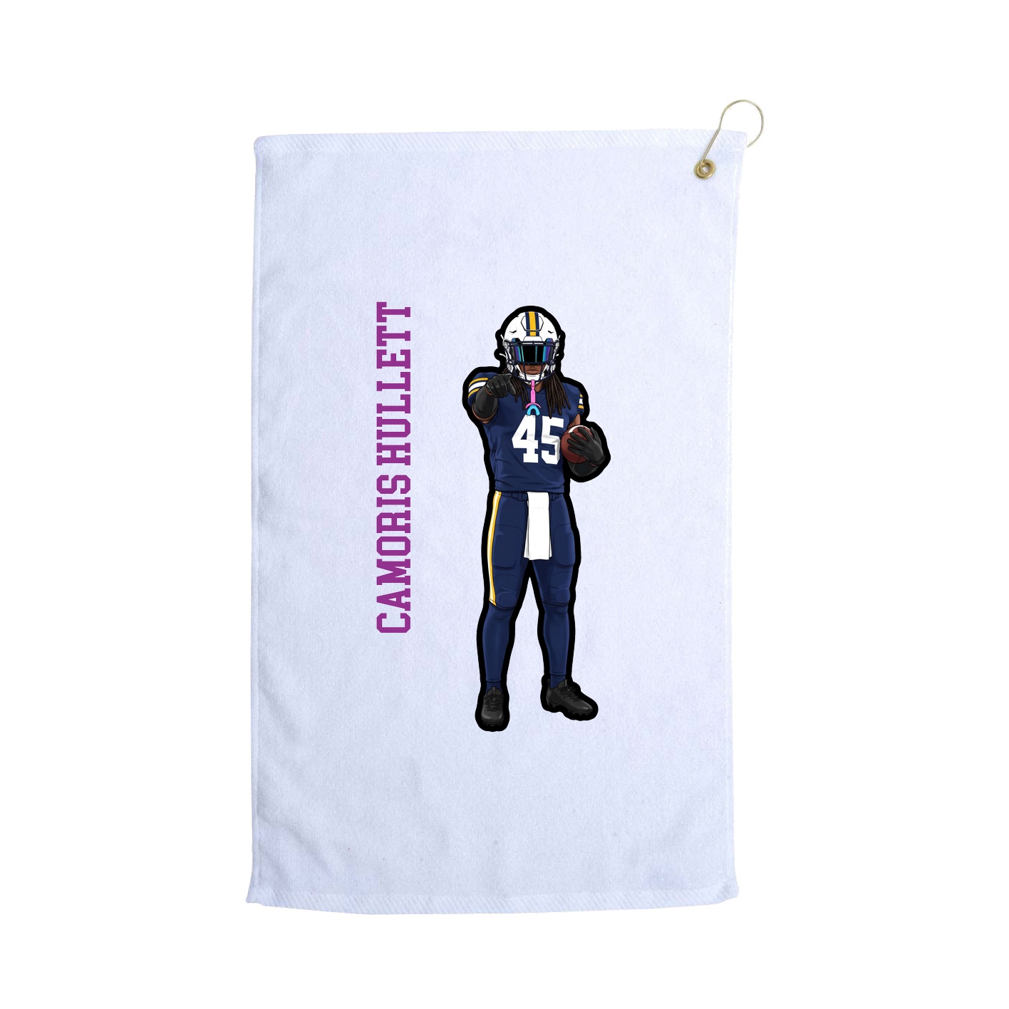 Golf Towel — Name Vertical in White