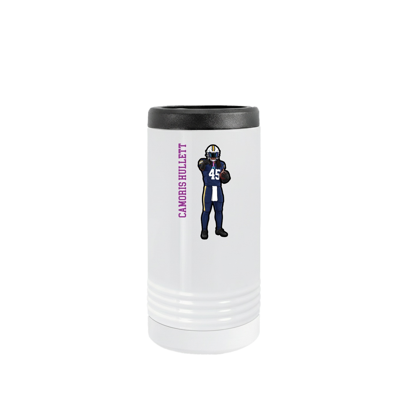 Slim Beverage Holder — Name Vertical in White