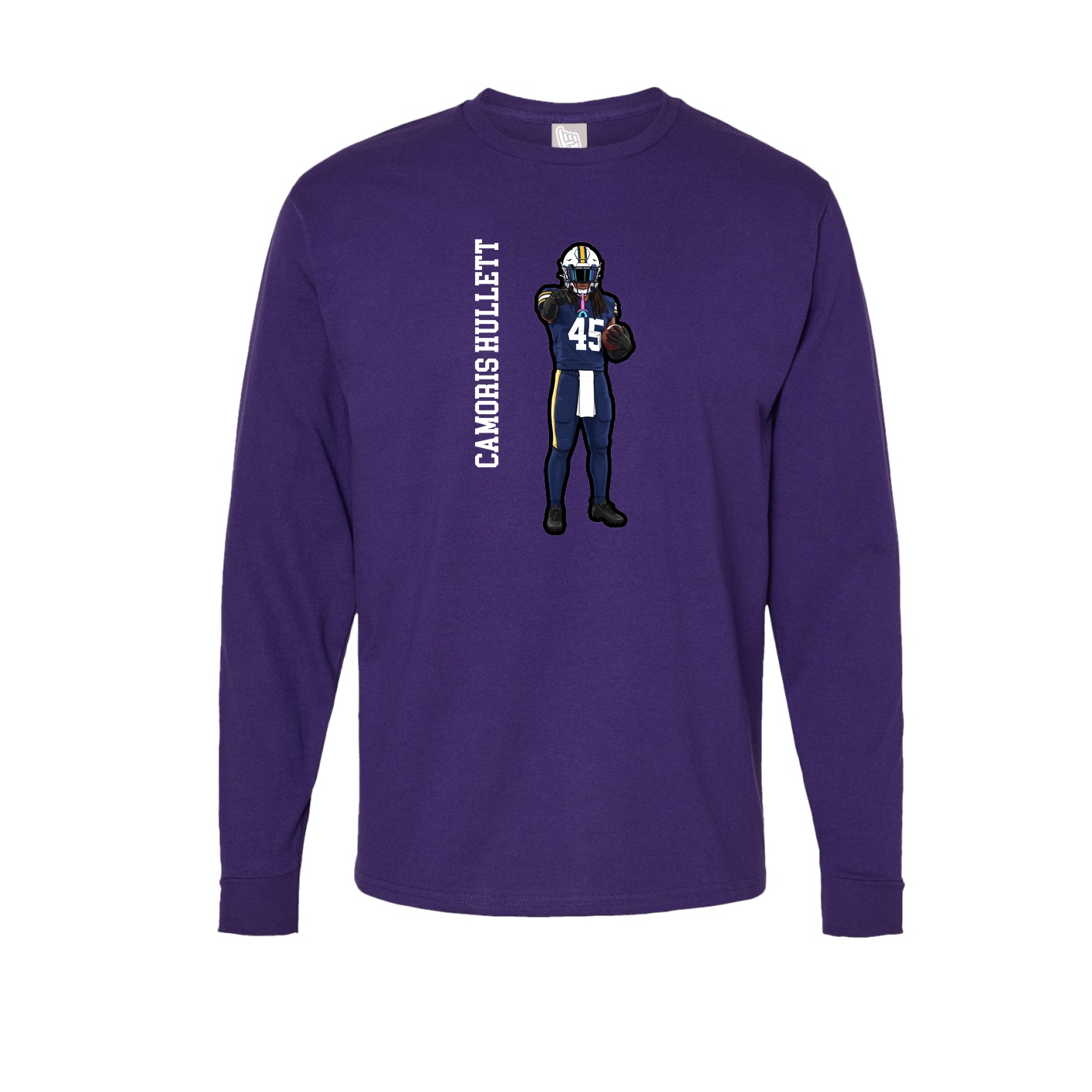 Long Sleeve Tee — Name Vertical in Purple