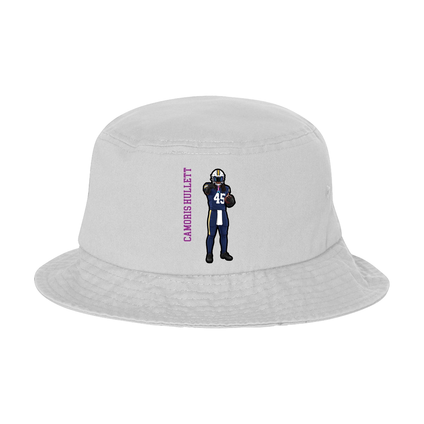 Bucket Cap — Name Vertical in White