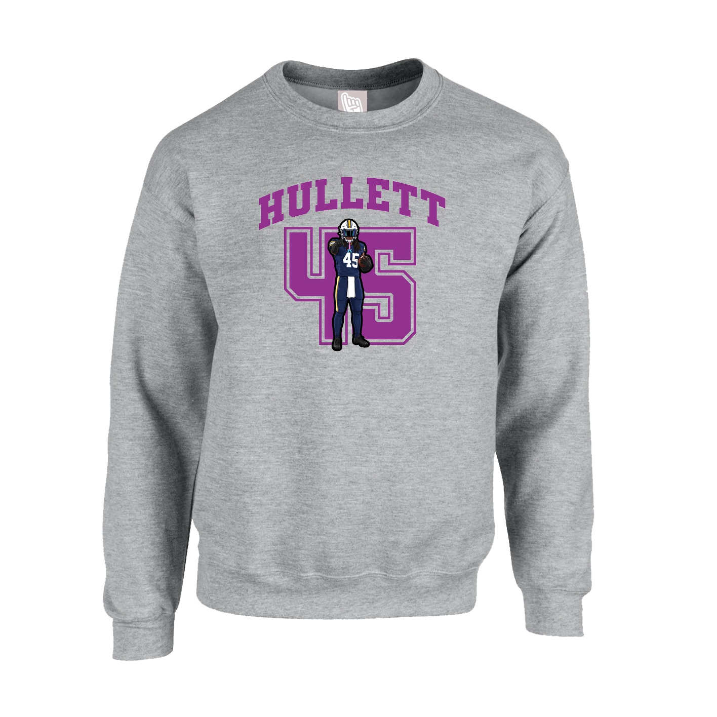 Fleece Crew — Number in Grey