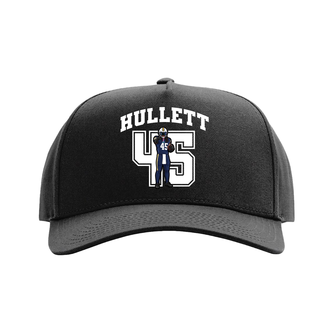 Full Fabric Five-Panel Champ Cap — Number in Black