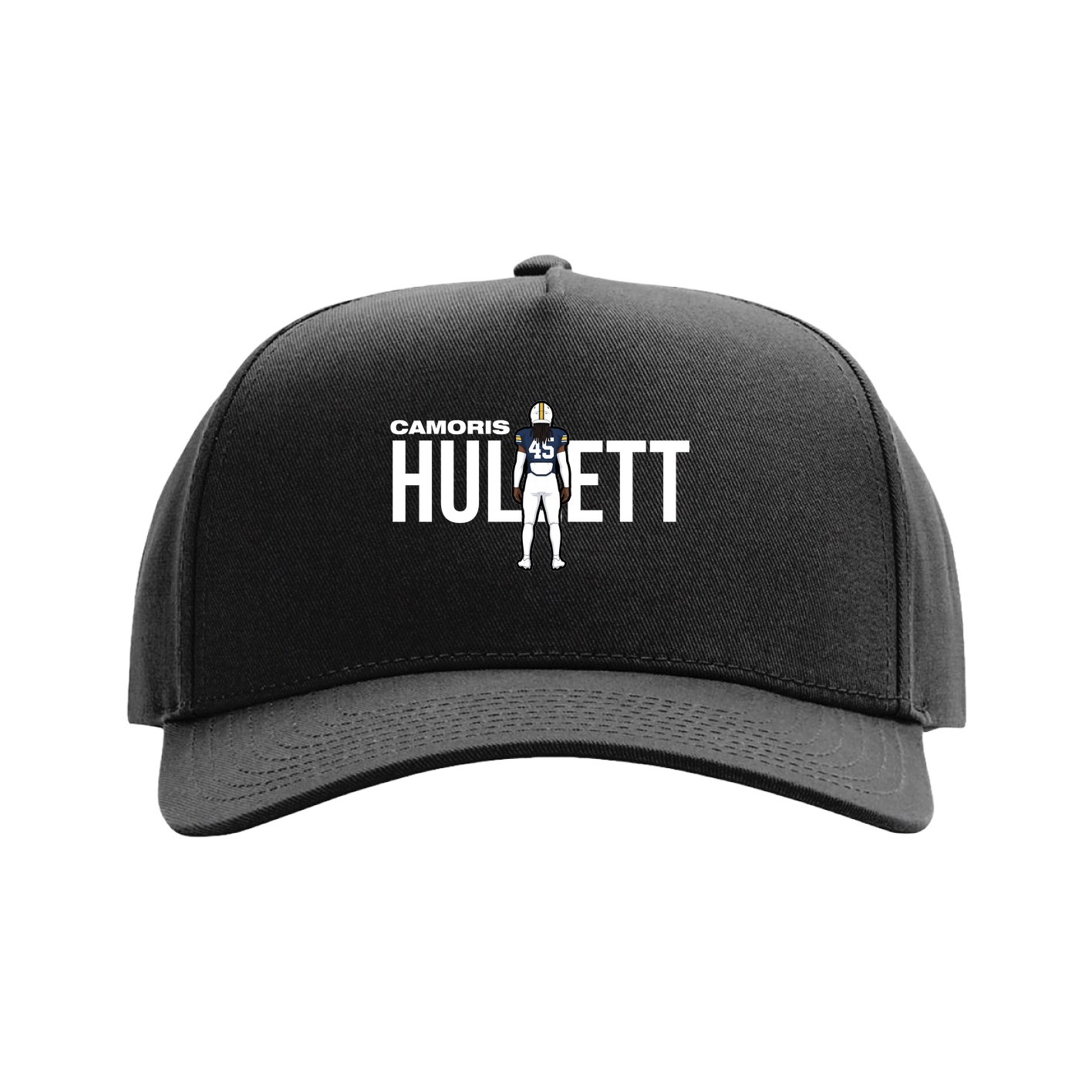 Full Fabric Five-Panel Champ Cap — Player Name in Black