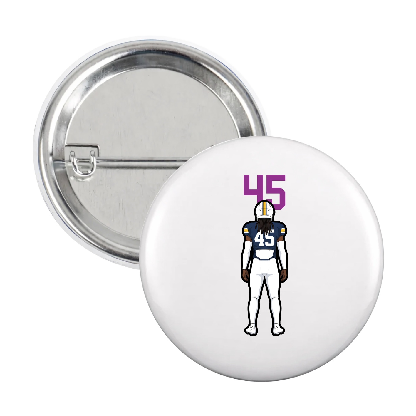 Game Day Button — Number Top in White