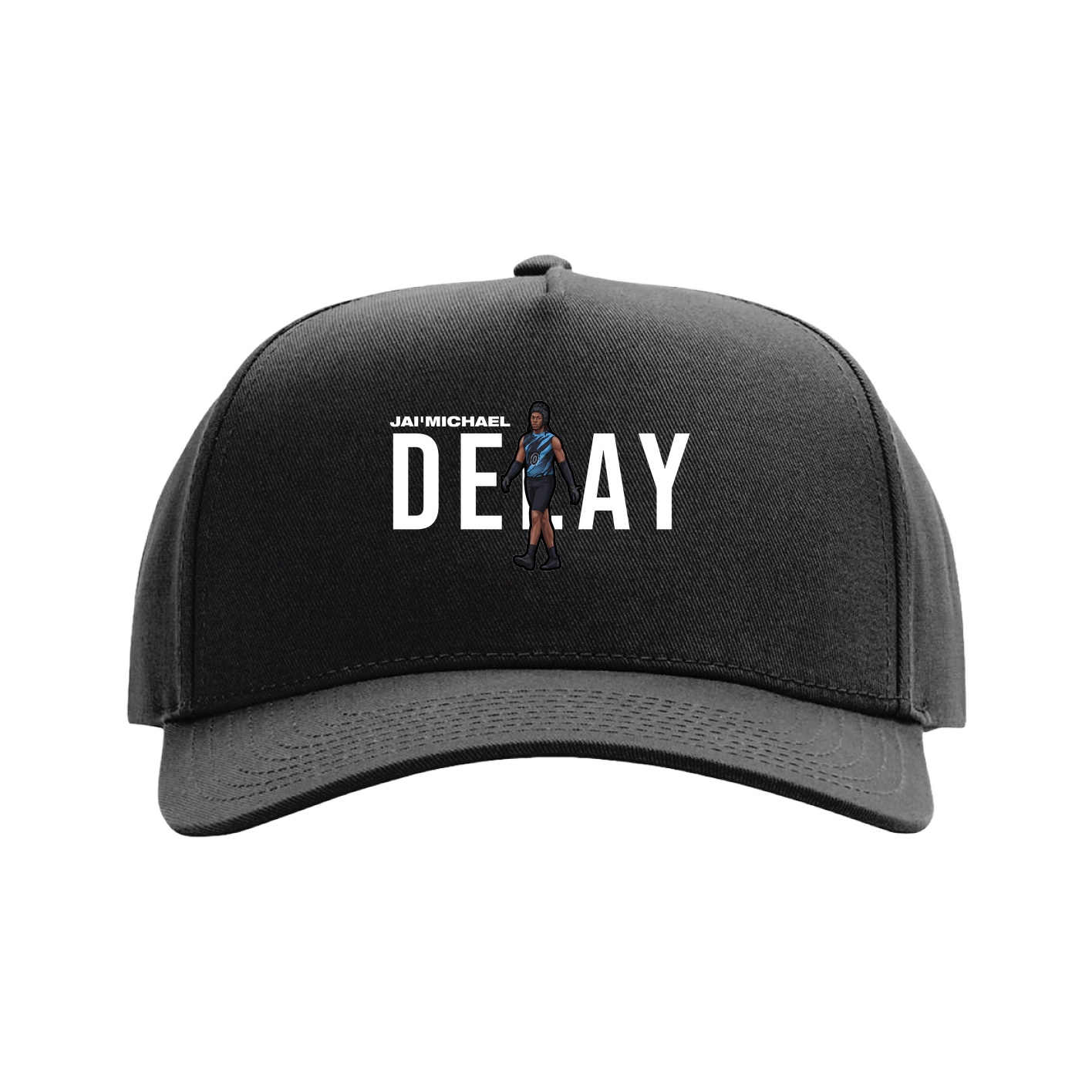 Full Fabric Five-Panel Champ Cap — Player Name in Black