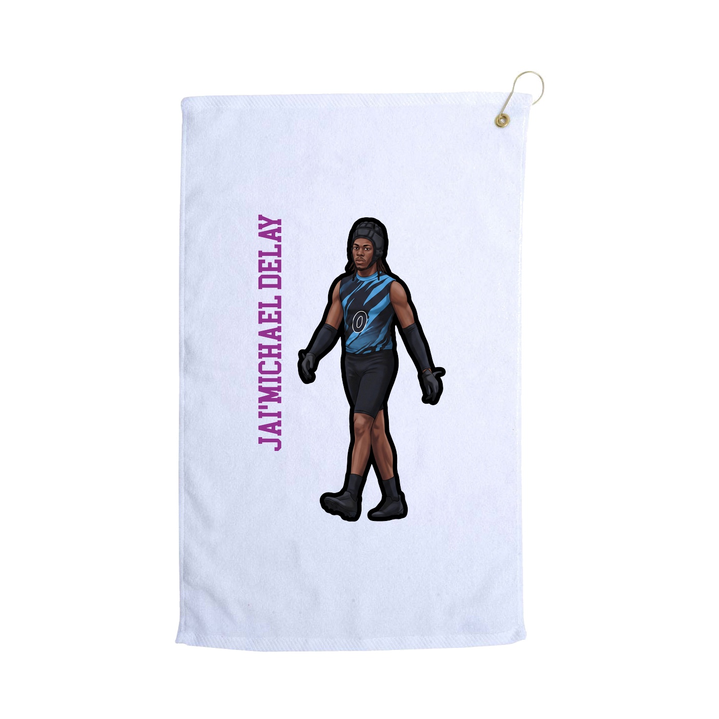 Golf Towel — Name Vertical in White