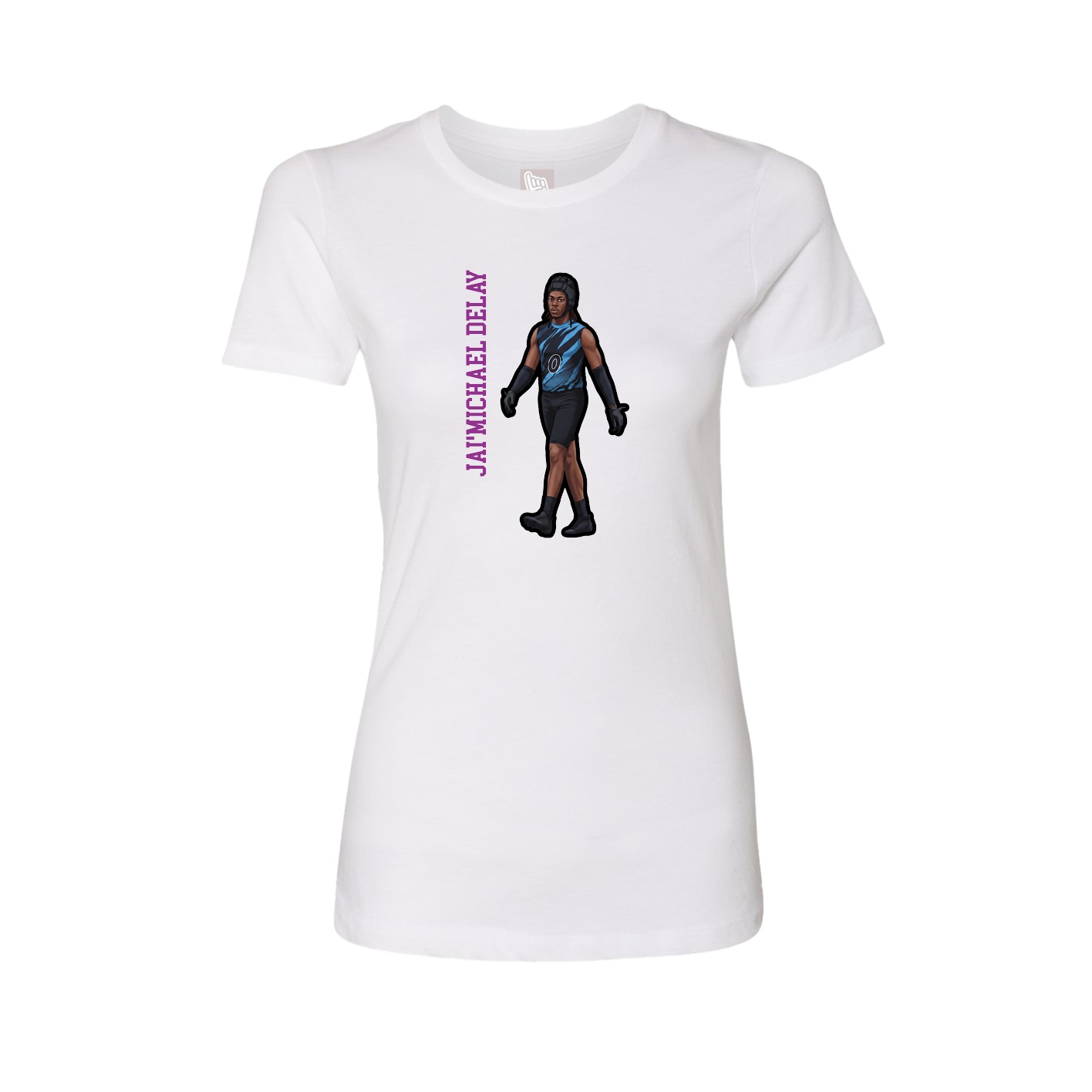 Fitted Women's Tee — Name Vertical in White