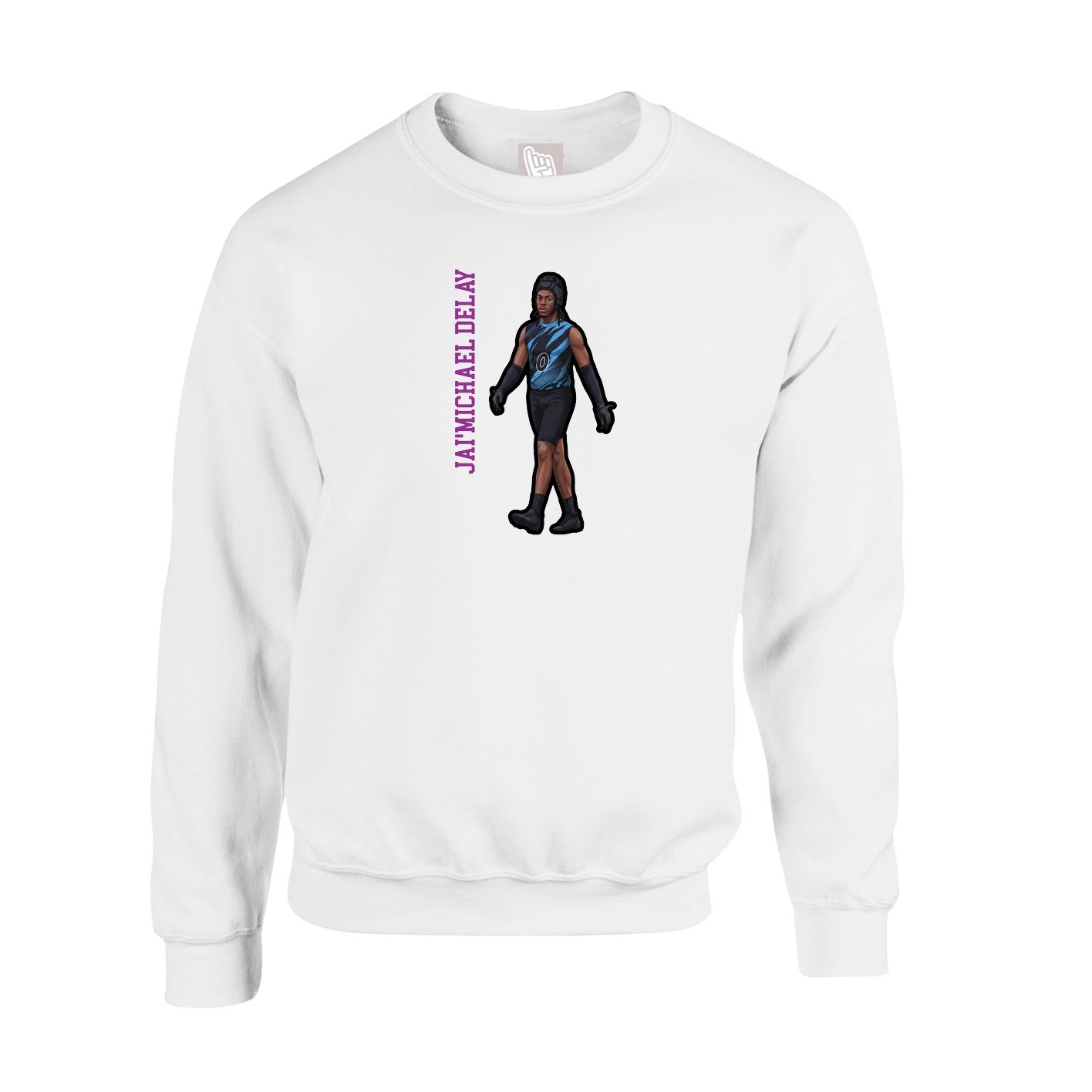 Fleece Crew — Name Vertical in White