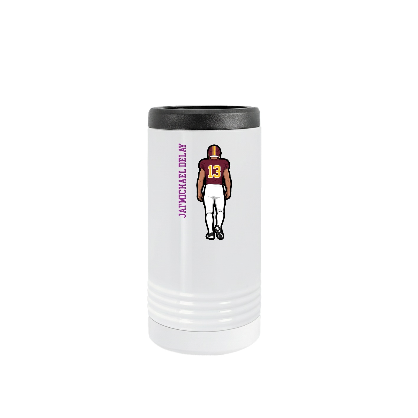 Slim Beverage Holder — Name Vertical in White