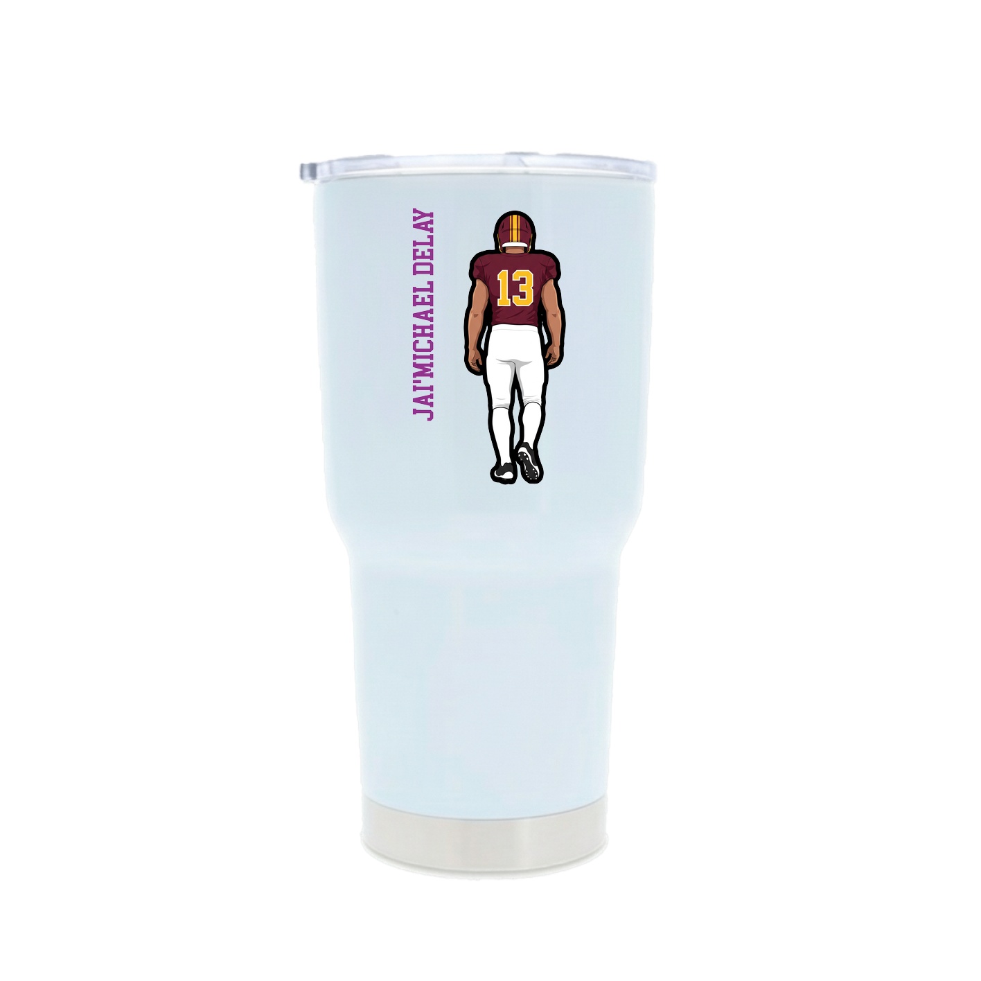 30oz Stainless Steel Tumbler — Name Vertical in White