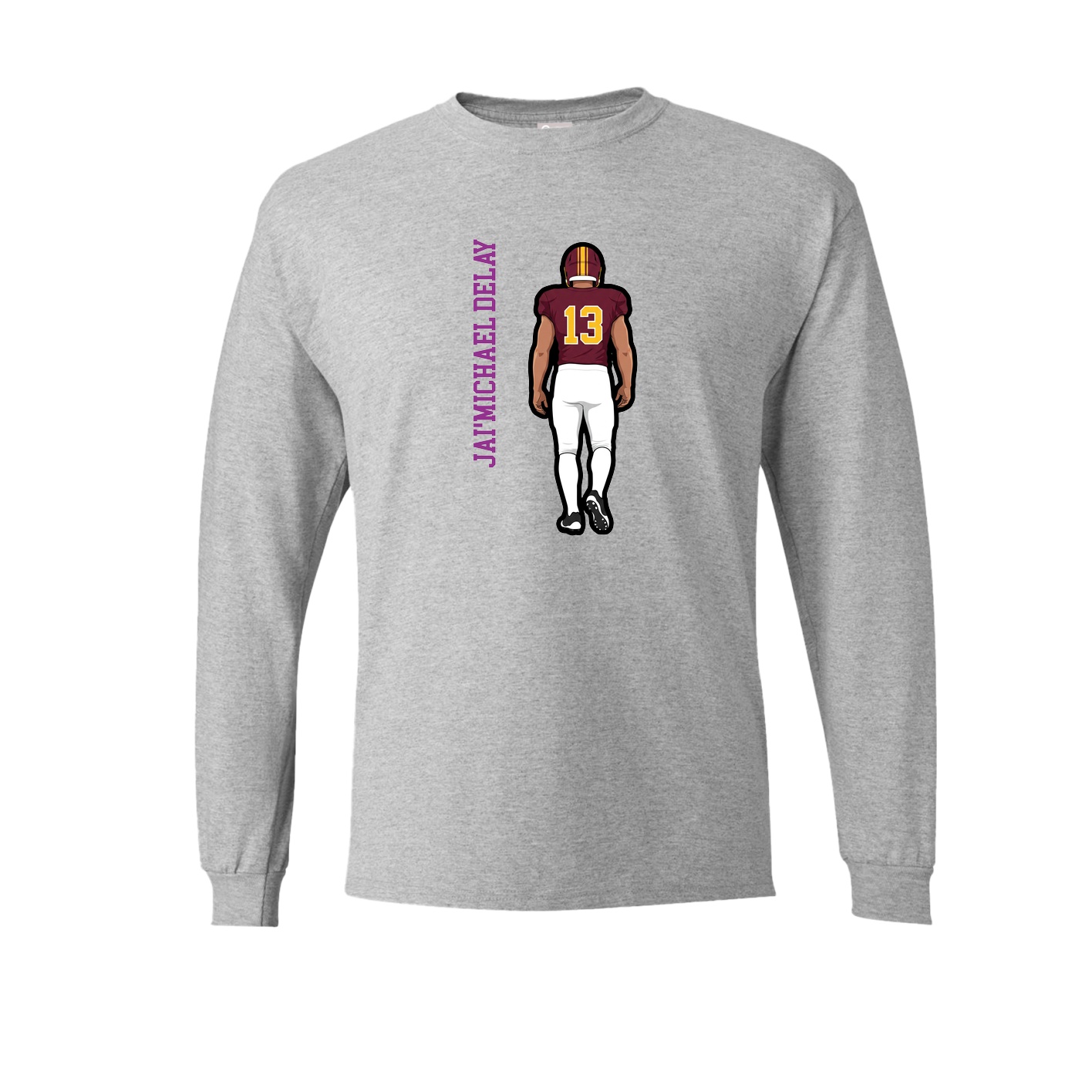 Long Sleeve Tee — Name Vertical in Grey