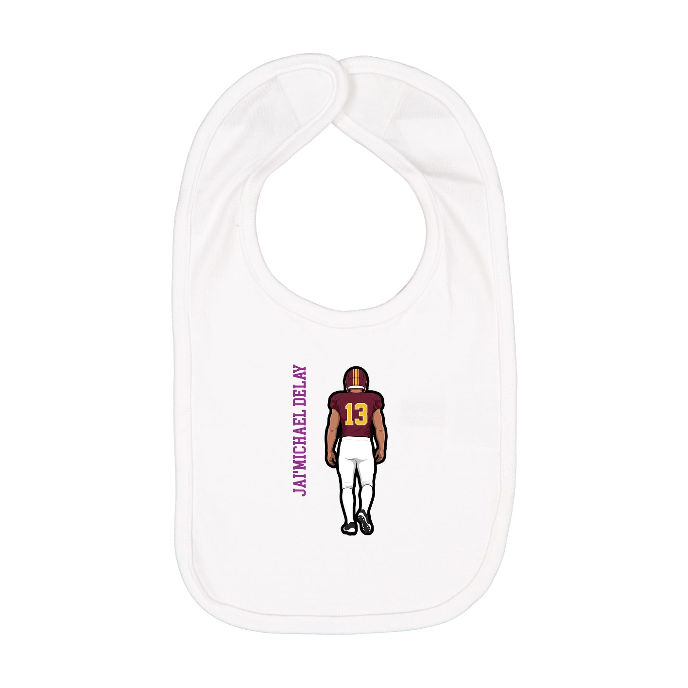 Infant Bib — Name Vertical in White