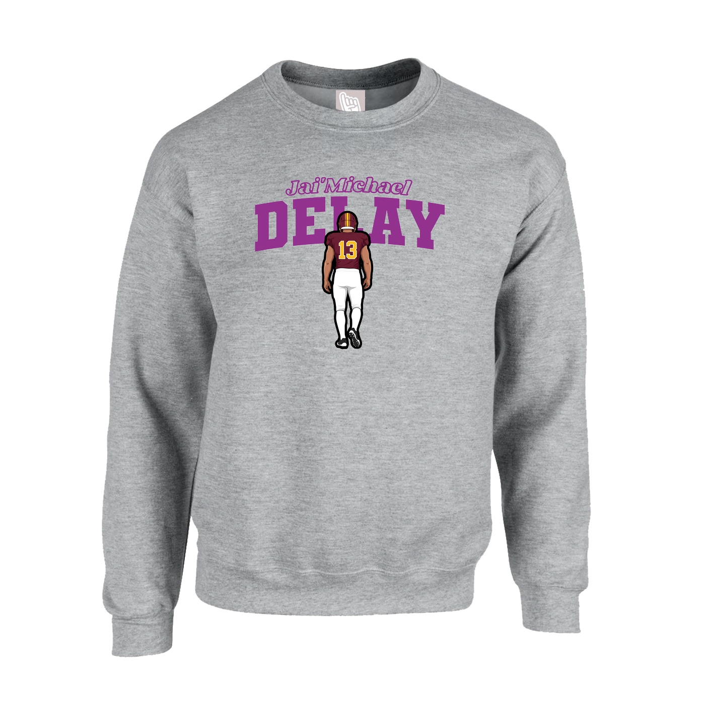 Fleece Crew — Name Arch in Grey
