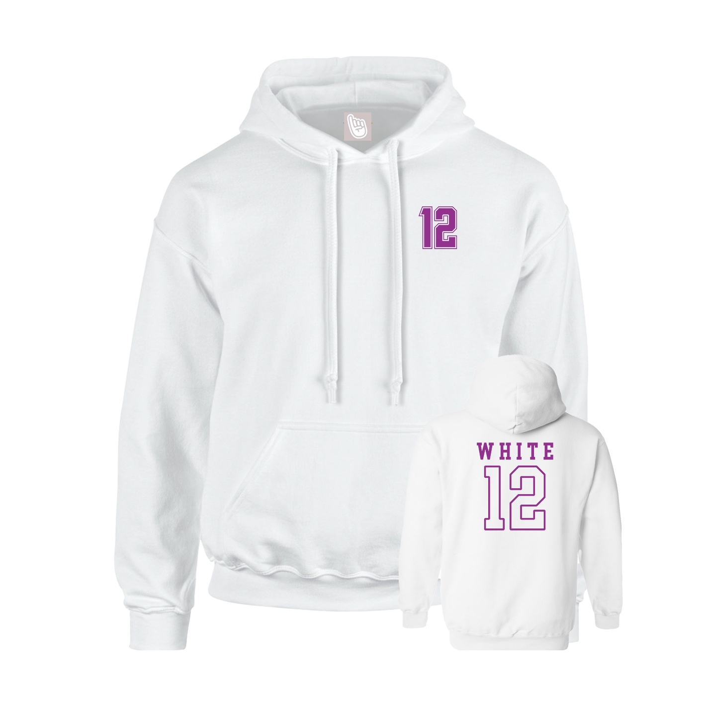 Youth Hoodie — Chest Back in White
