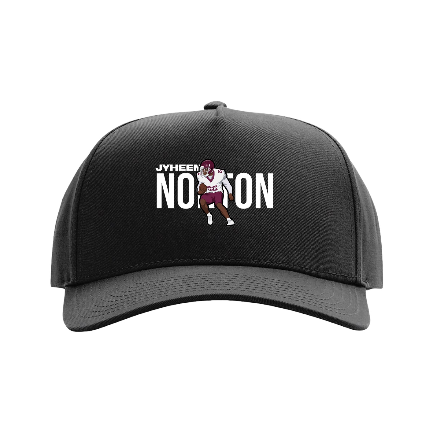 Full Fabric Five-Panel Champ Cap — Player Name in Black
